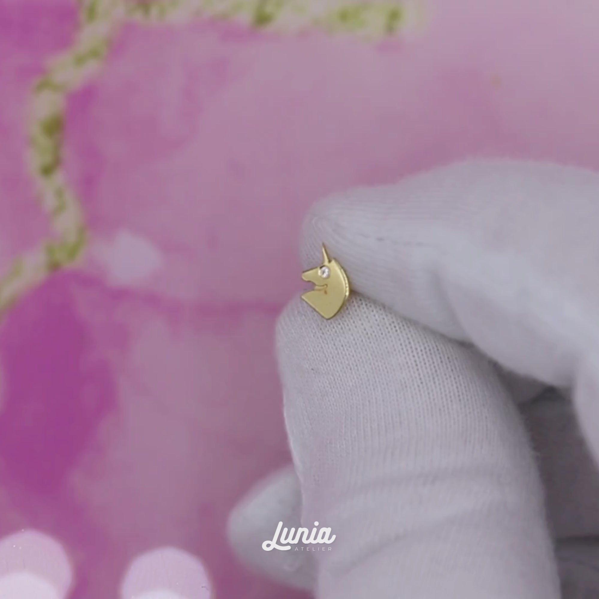 Unicorn Flatback Ear Piercing 14K Gold