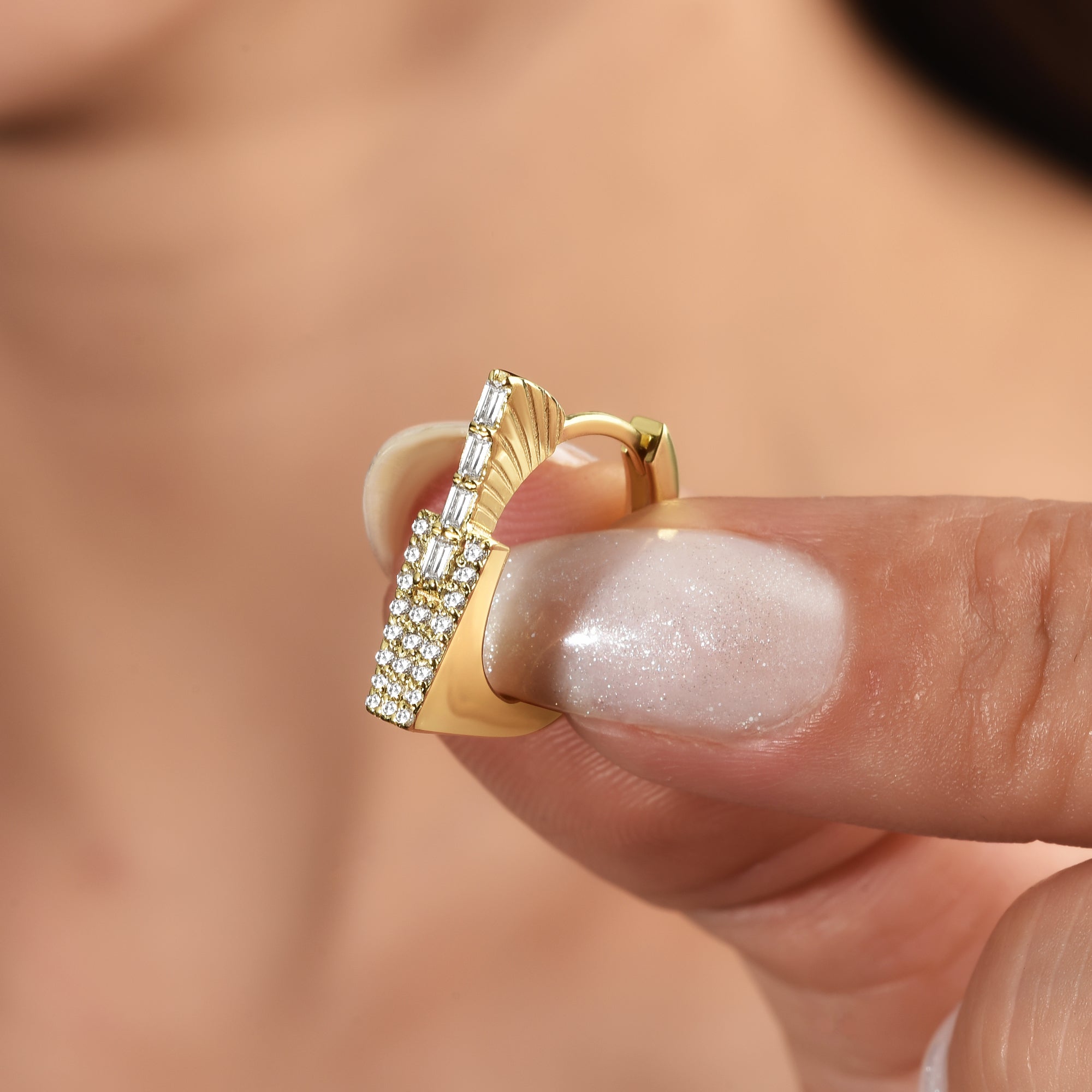 Prism Diamond Hoops Earrings 14K Gold