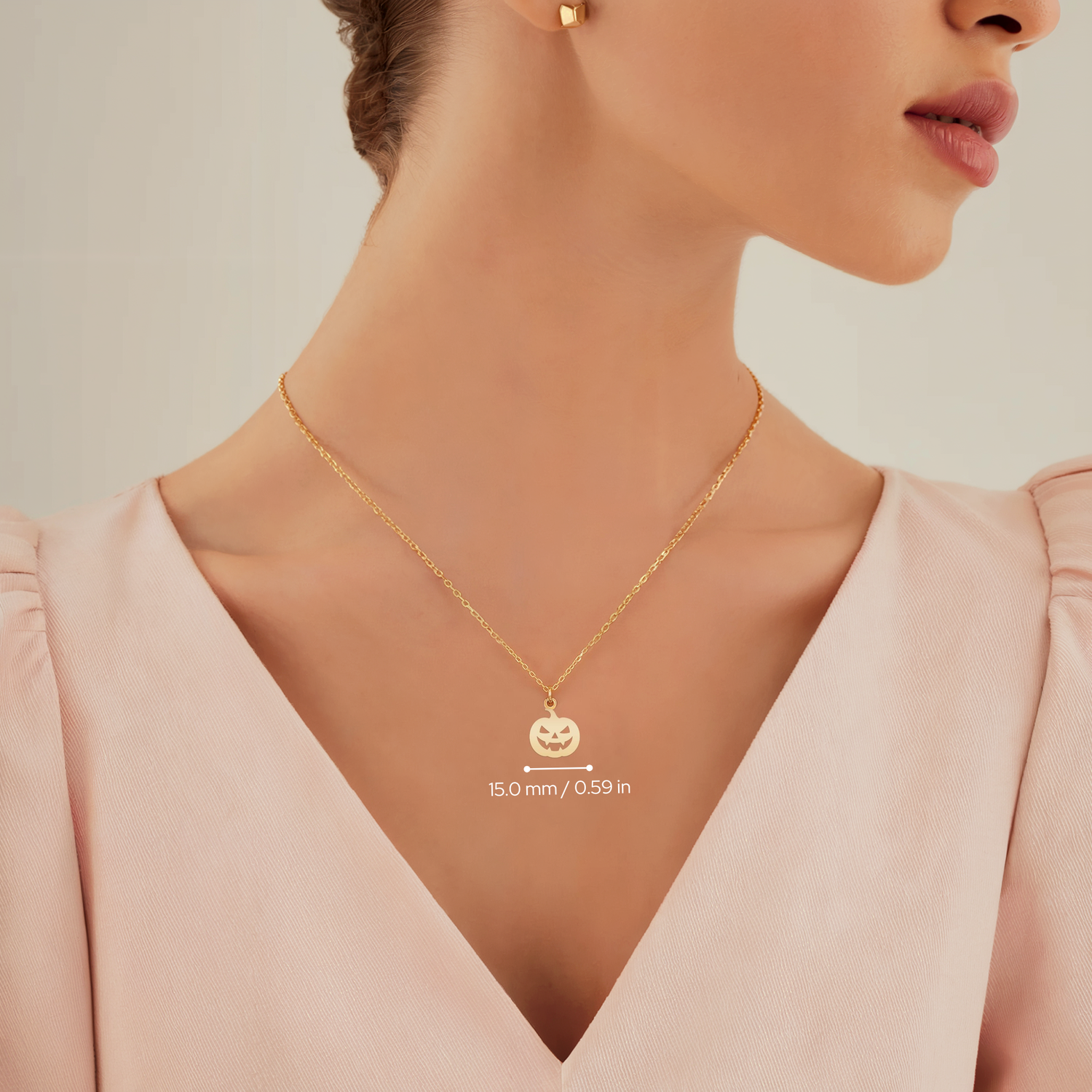 Pumpkin Halloween Necklace 14K Gold