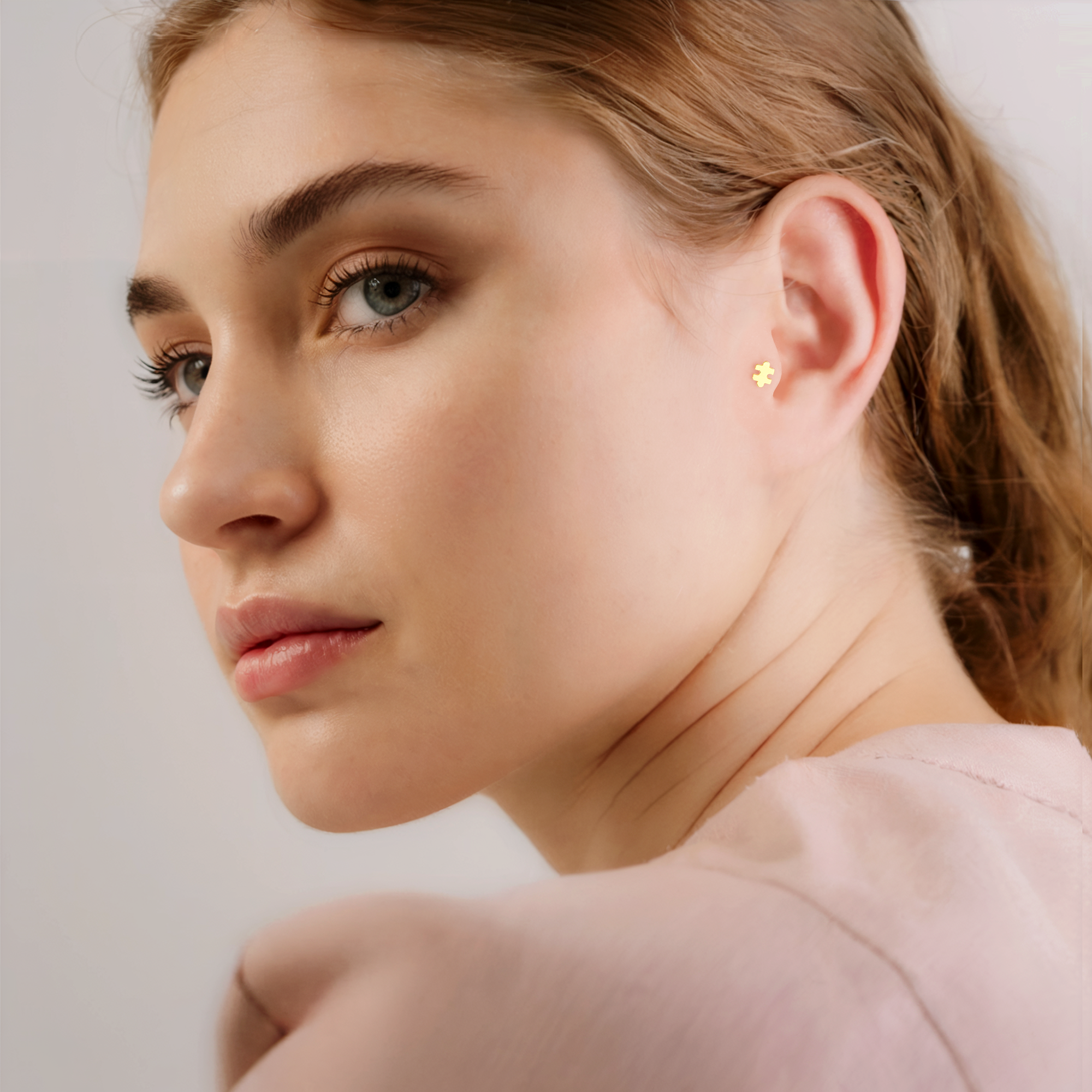 Puzzle Flatback Ear Piercing 14K Gold