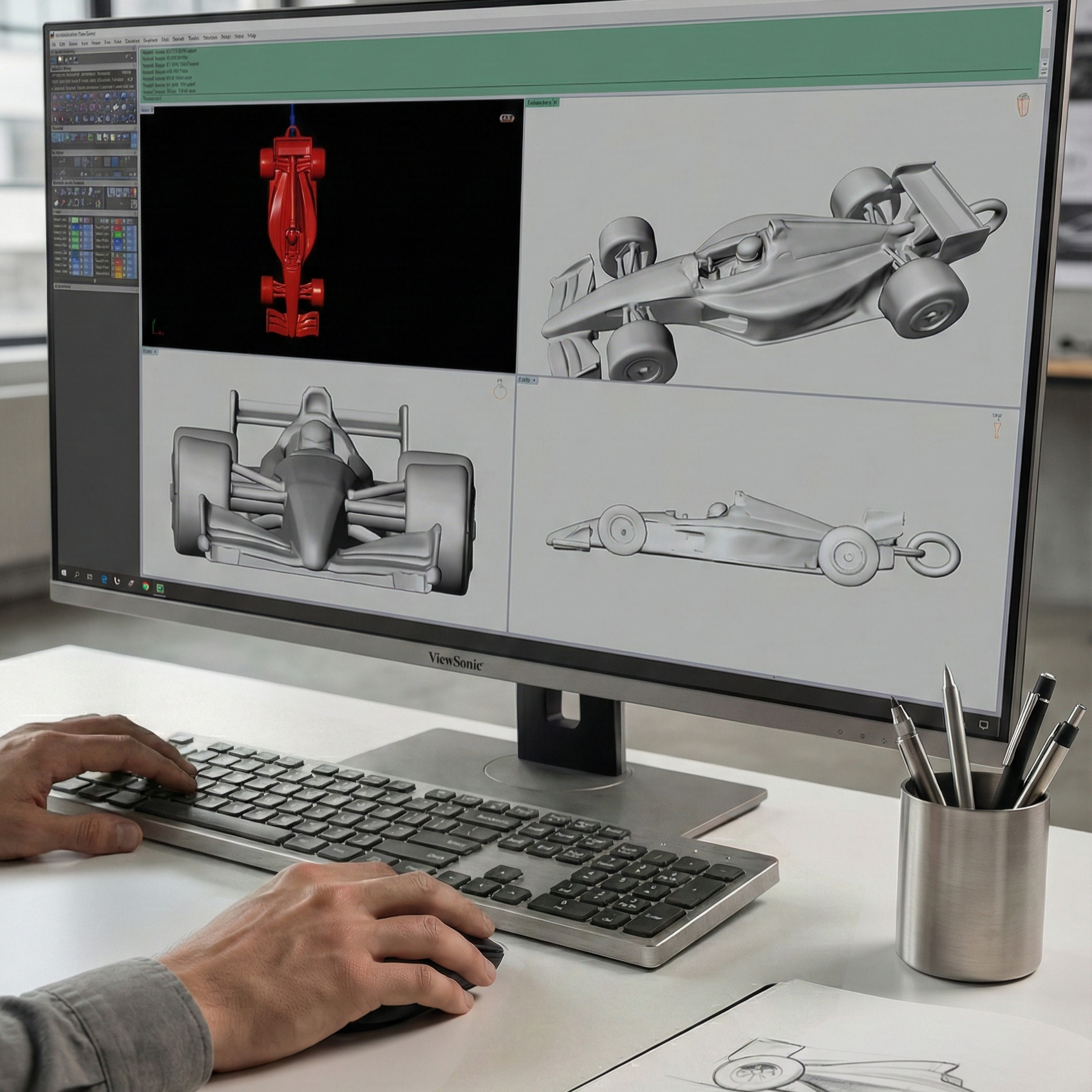 Racing Car Diecast Model Car Necklace 14K Gold / Silver