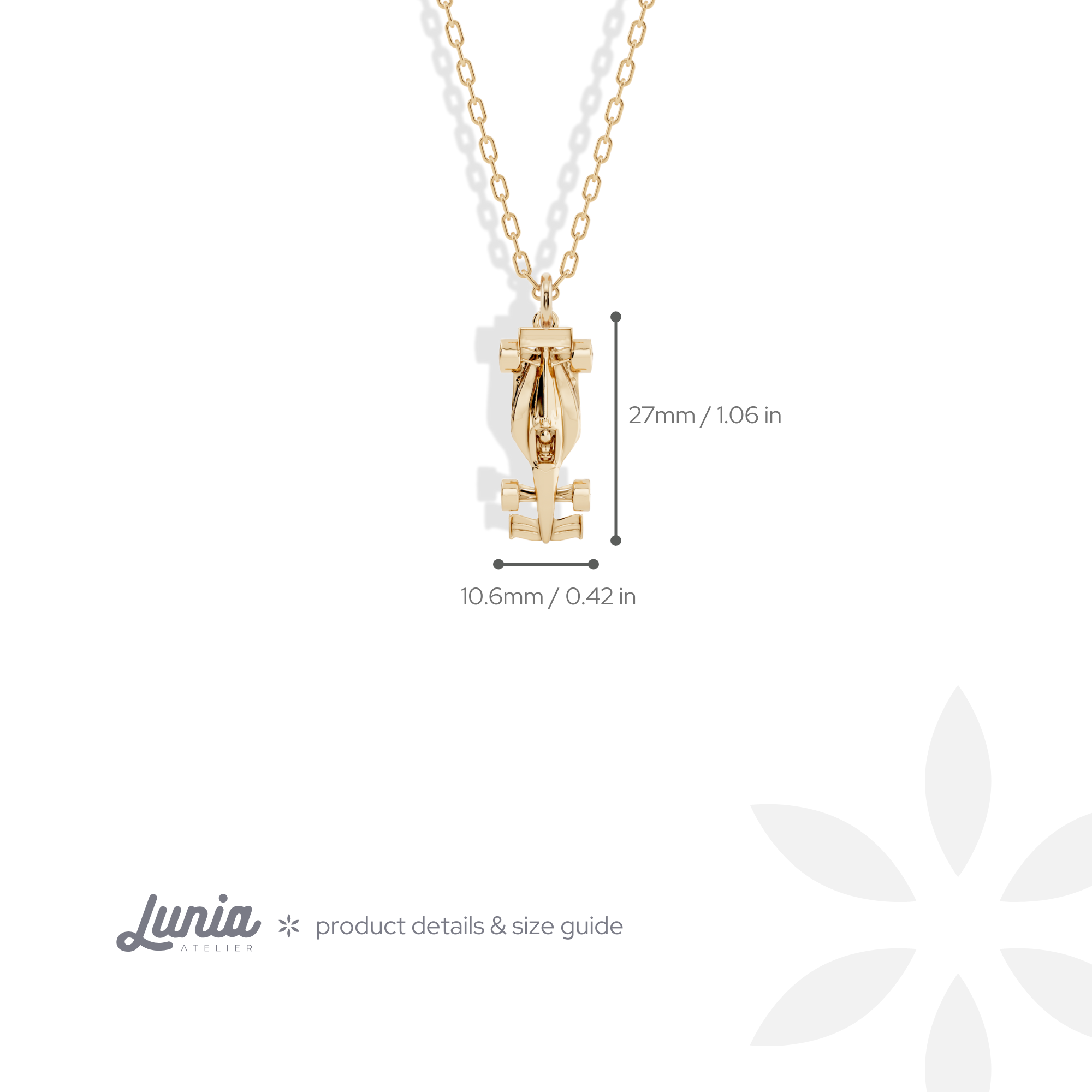 Racing Car Diecast Model Car Necklace 14K Gold / Silver