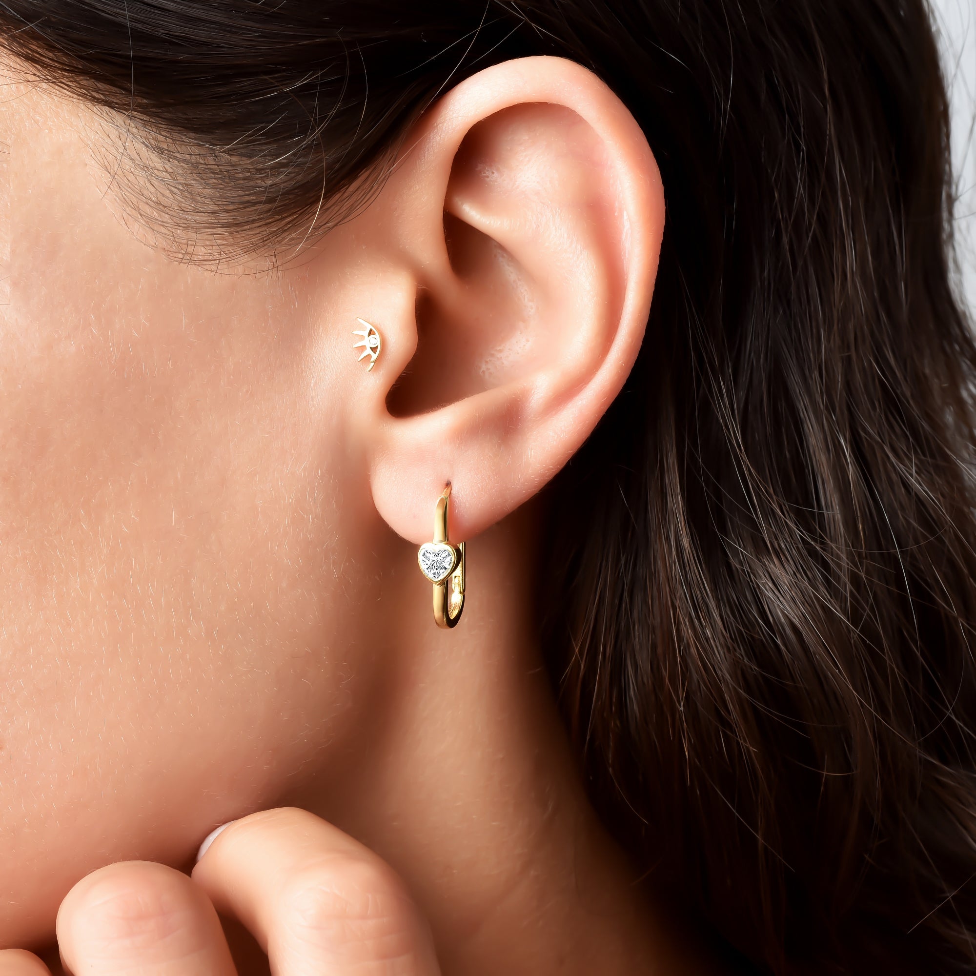 Square Love Hoop Earrings 14K Gold