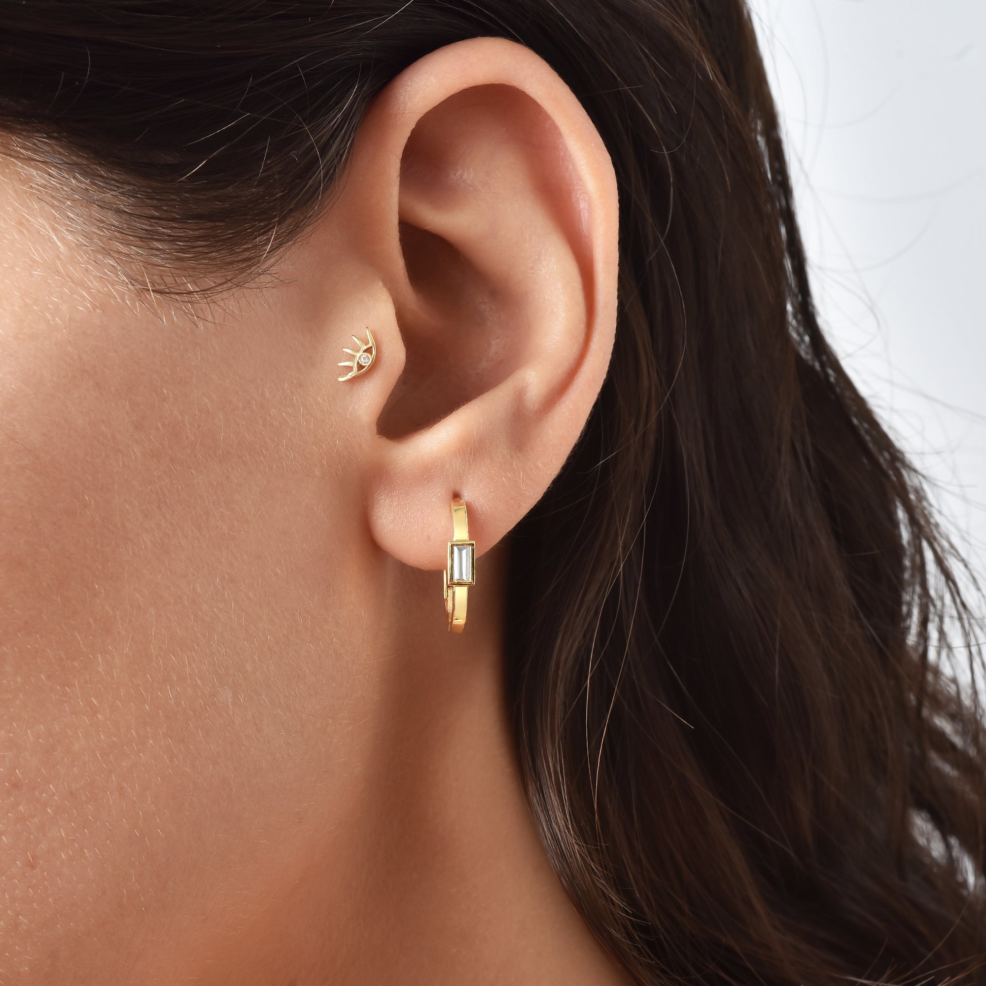 Rectangular Hoops Earrings 14K Gold / Silver