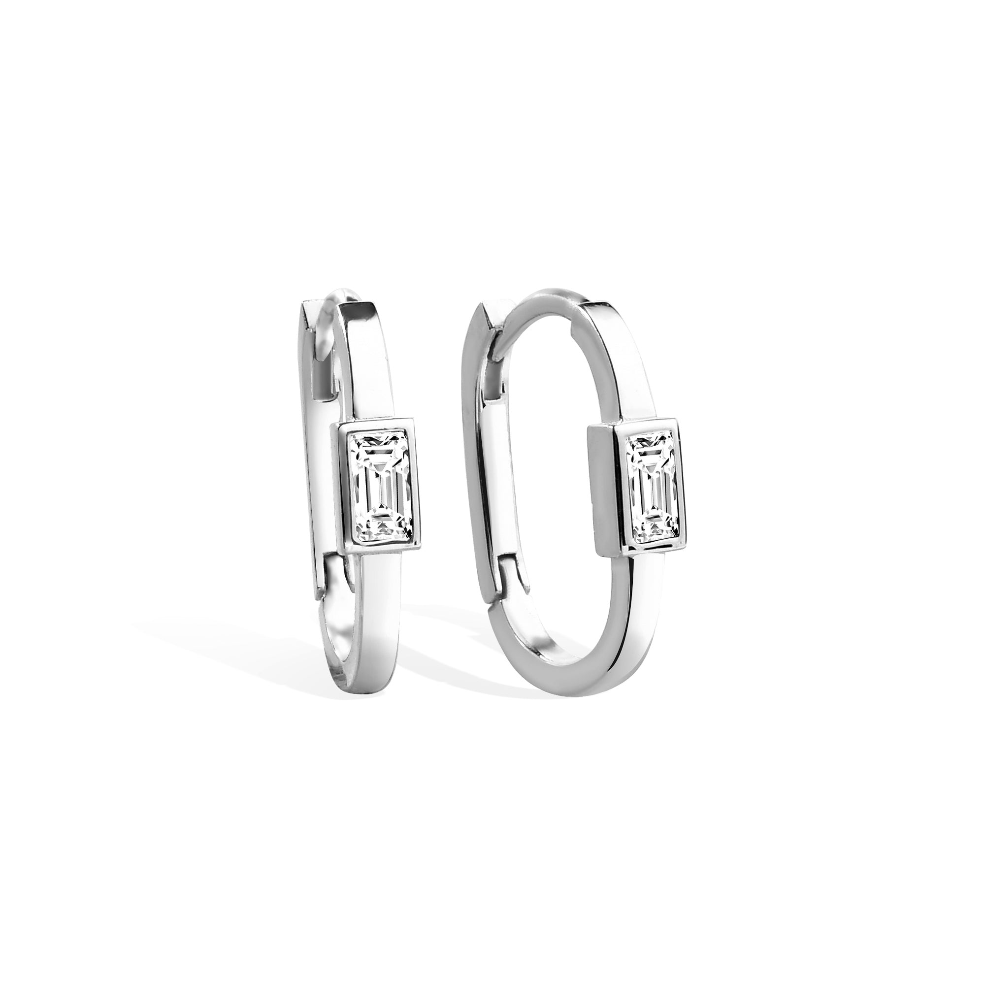 Rectangular Hoops Earrings 14K Gold / Silver
