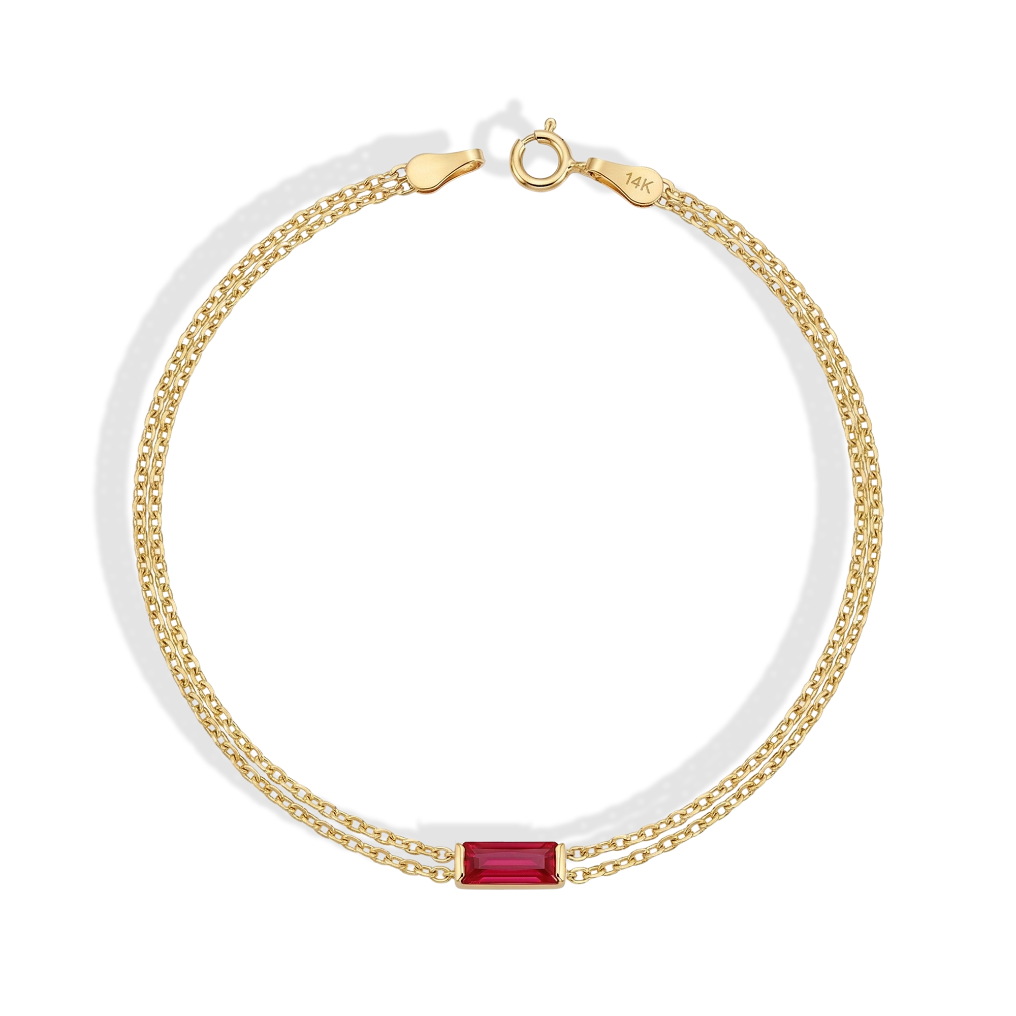 Rectangular Luck Birthstone Custom Bracelet 14K Gold / Silver