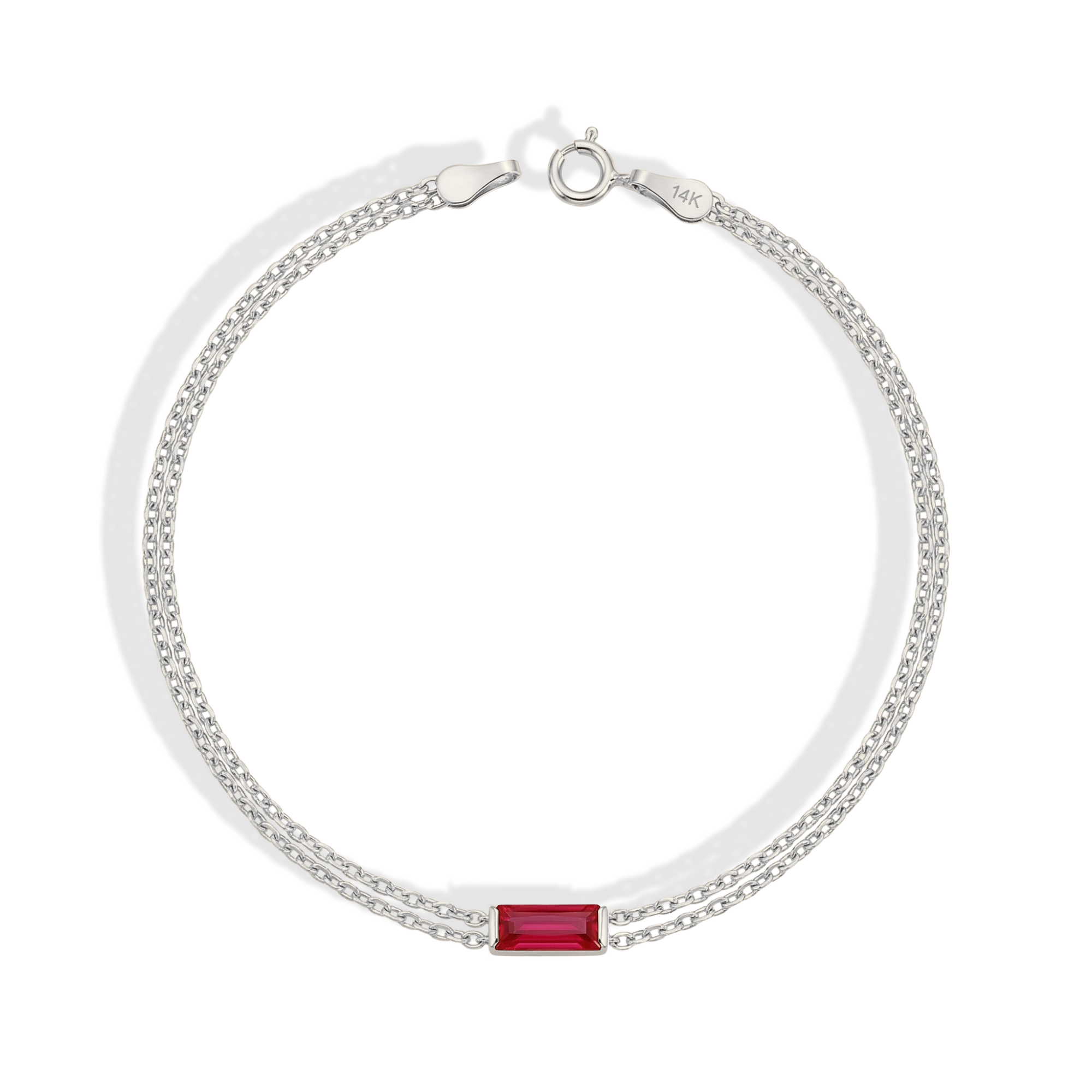 Rectangular Luck Birthstone Custom Bracelet 14K Gold / Silver