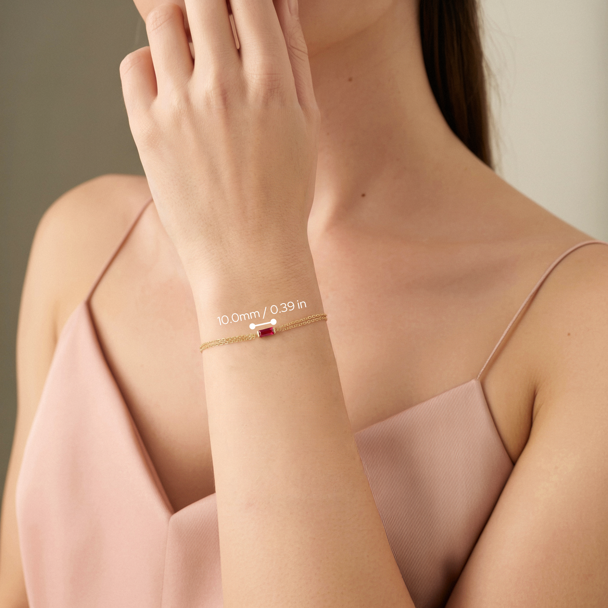 Rectangular Luck Birthstone Custom Bracelet 14K Gold / Silver