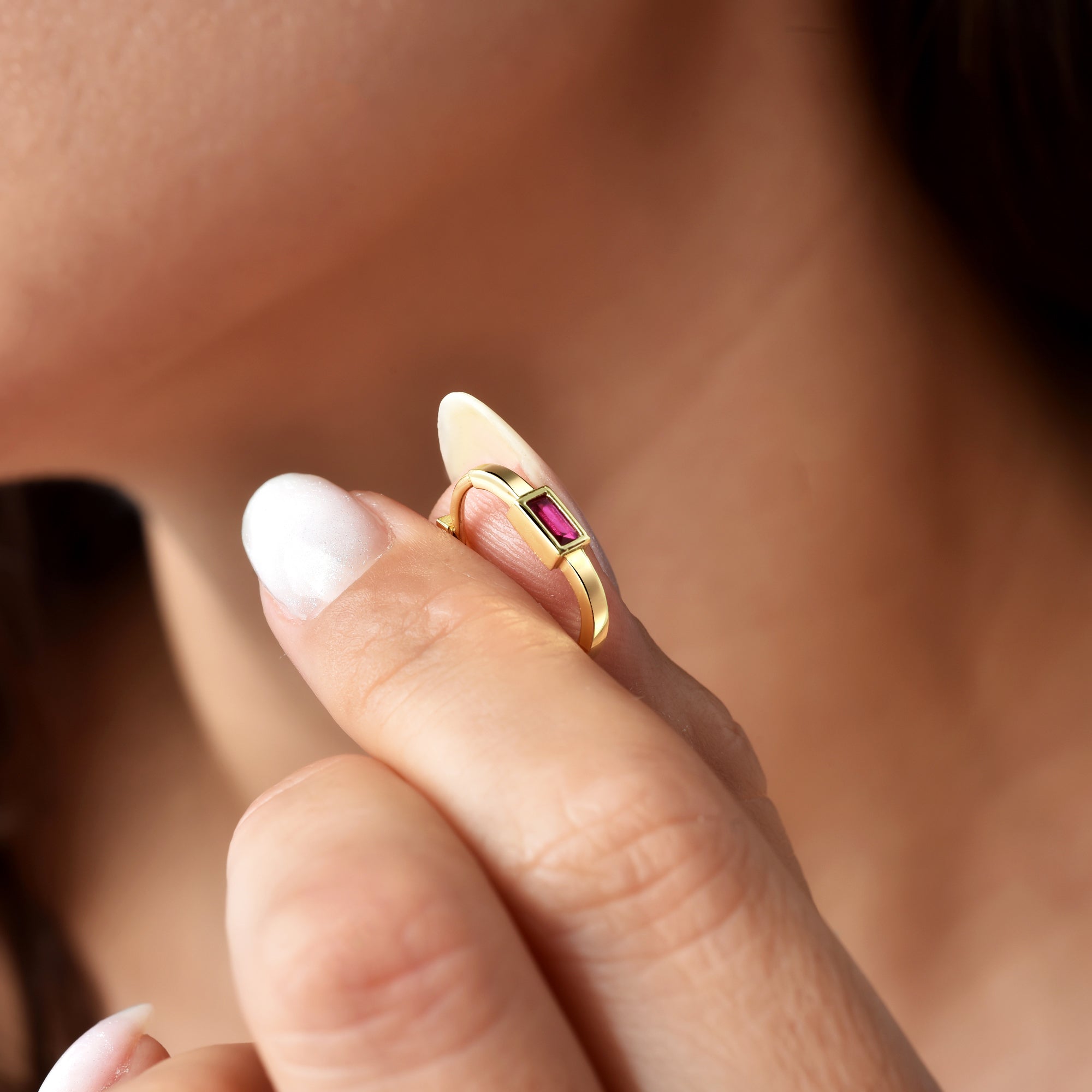 Rectangular Pink Hoops Earrings 14K Gold / Silver