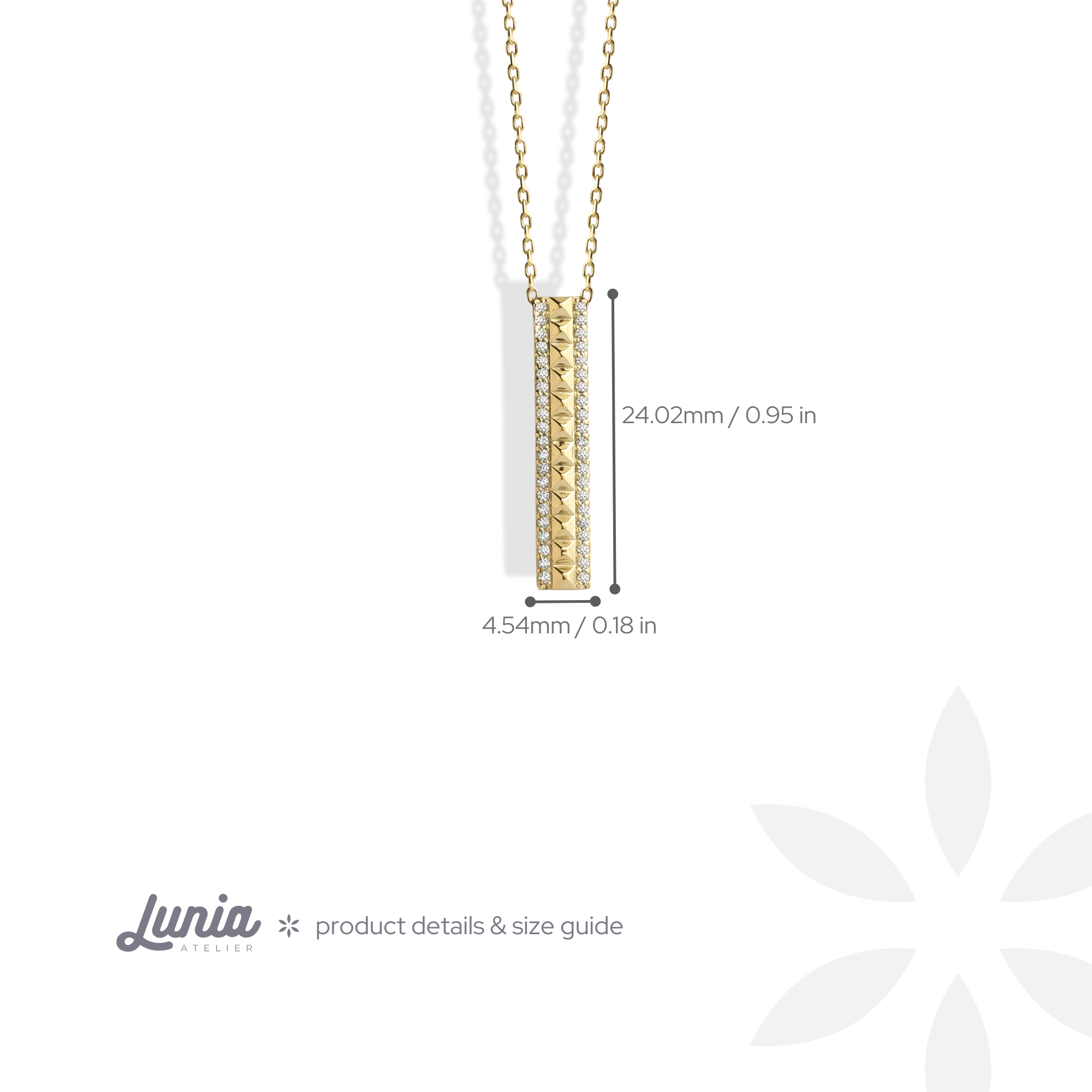 Rectangular Stone Row Diamond Necklace 14K Gold / Silver