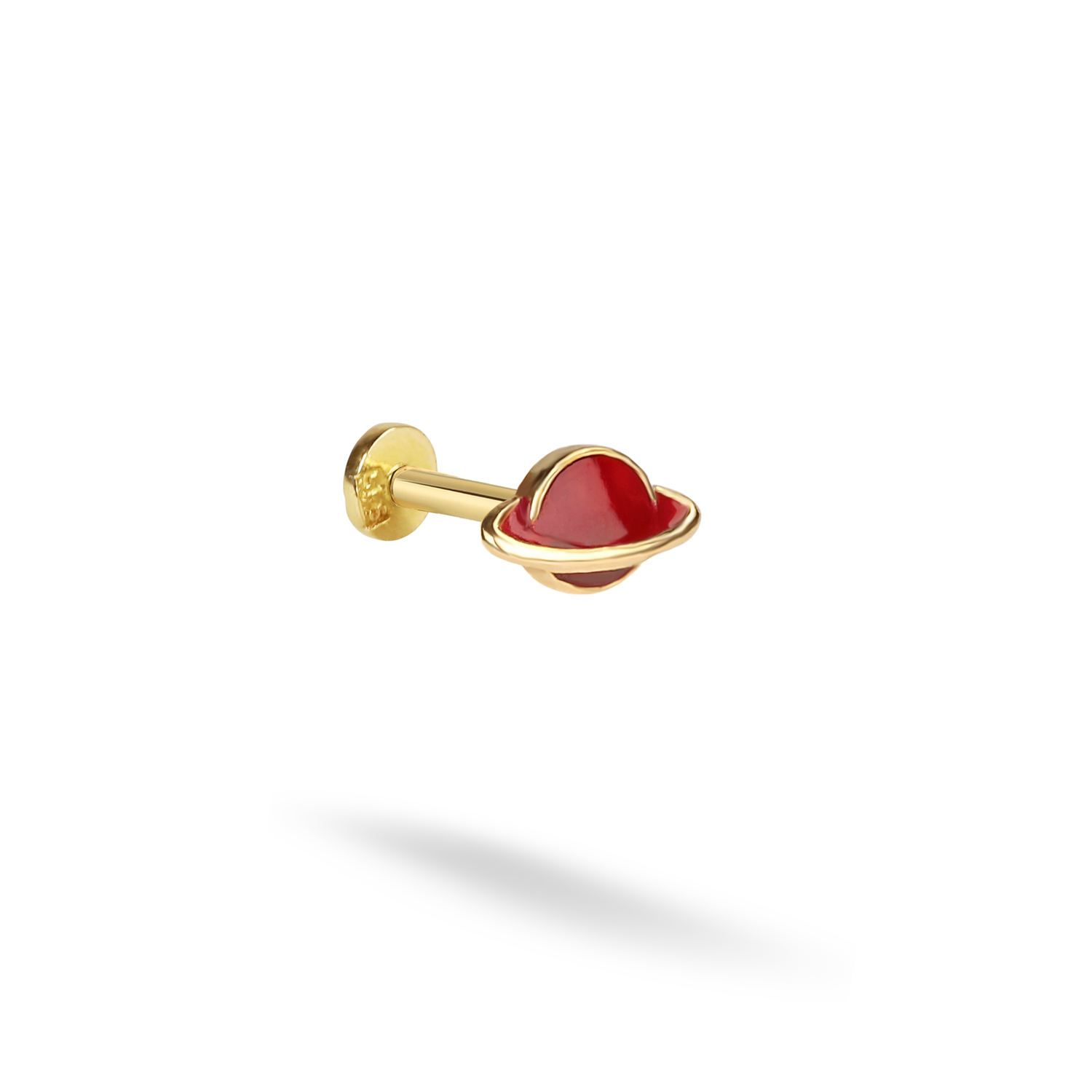 Cosmic Red Planet Flatback Ear Piercing 14K Gold