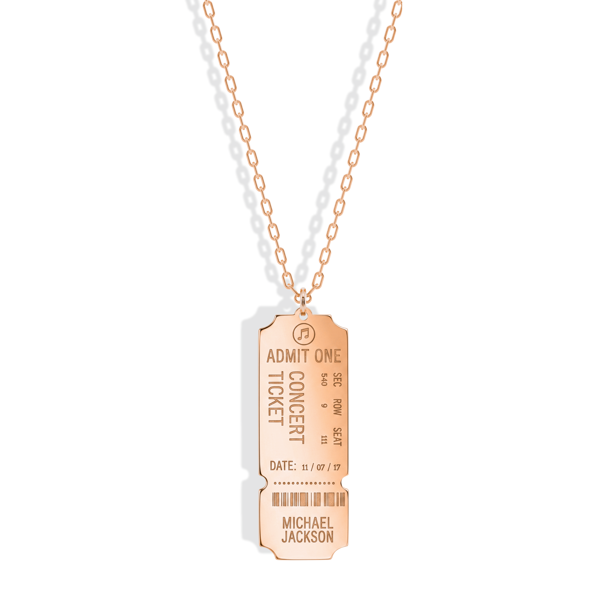 Retro Ticket Pendant Custom Necklace 14K Gold / Silver