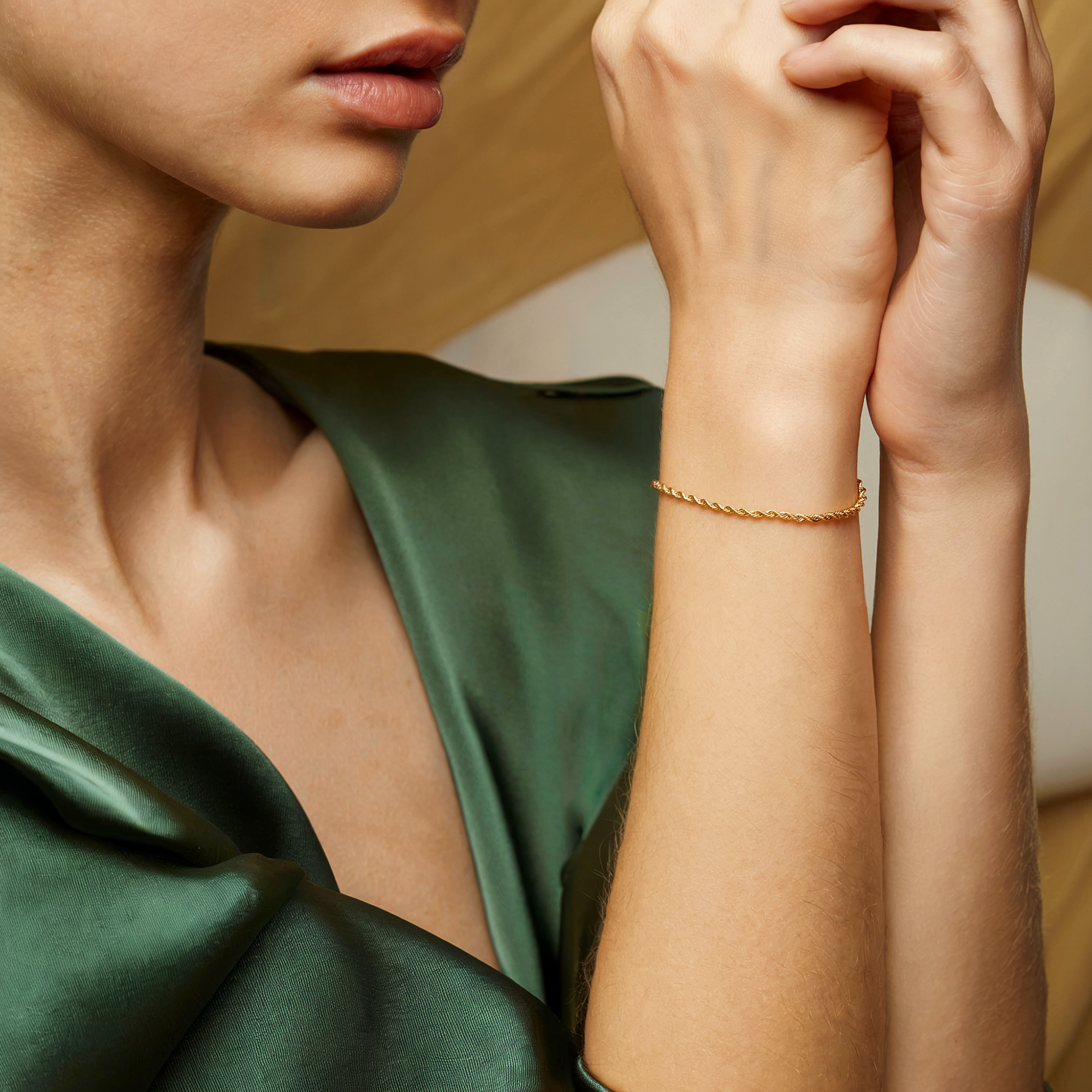 Rope Twist Chain Bracelet 14K Gold