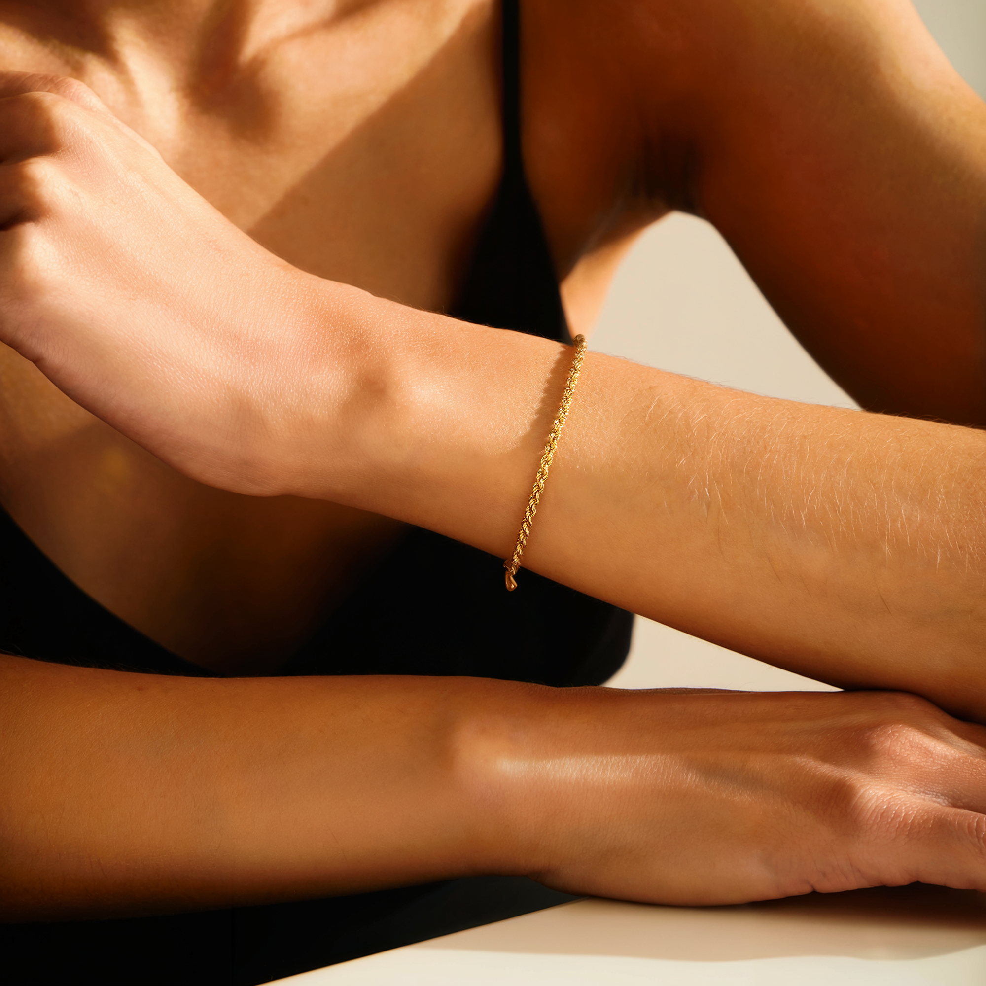 Rope Twist Chain Bracelet 14K Gold