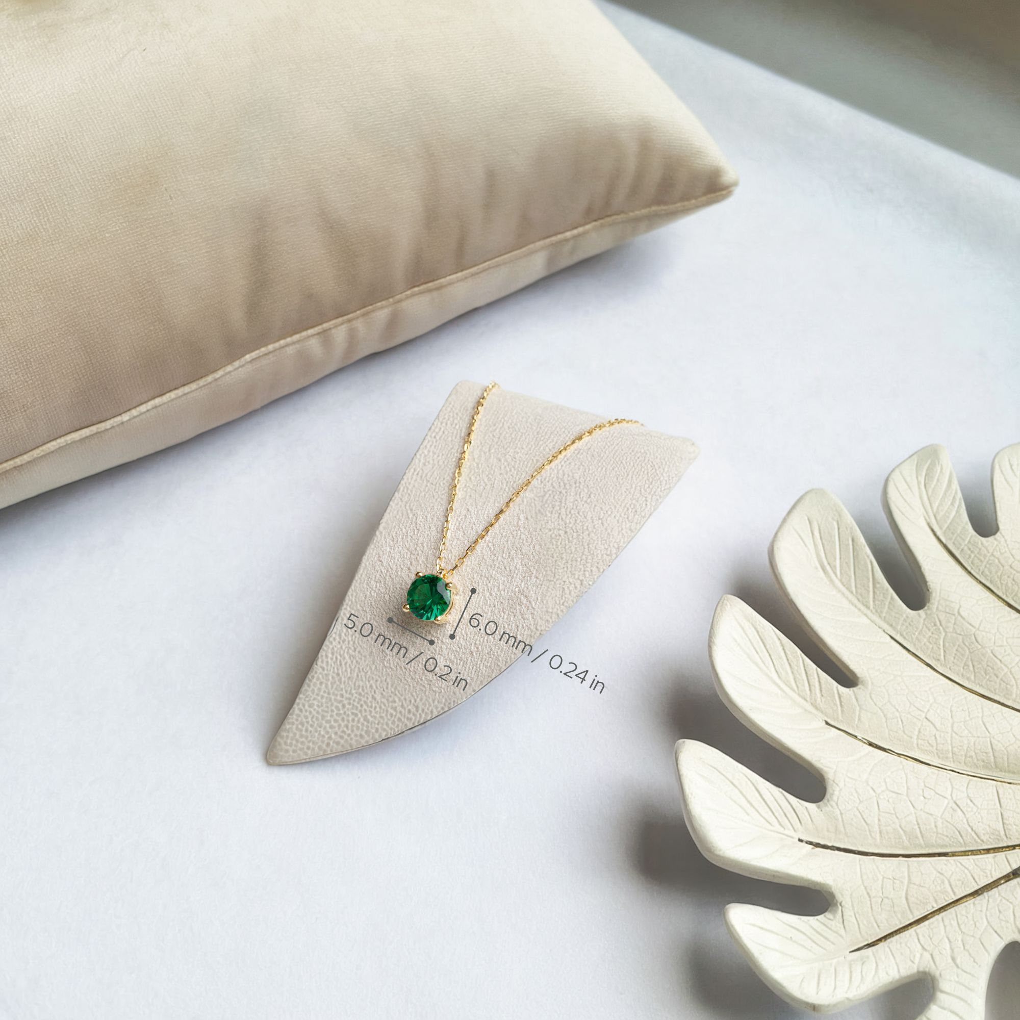 Round Birthstone Solitaire Custom Necklace 14K Gold
