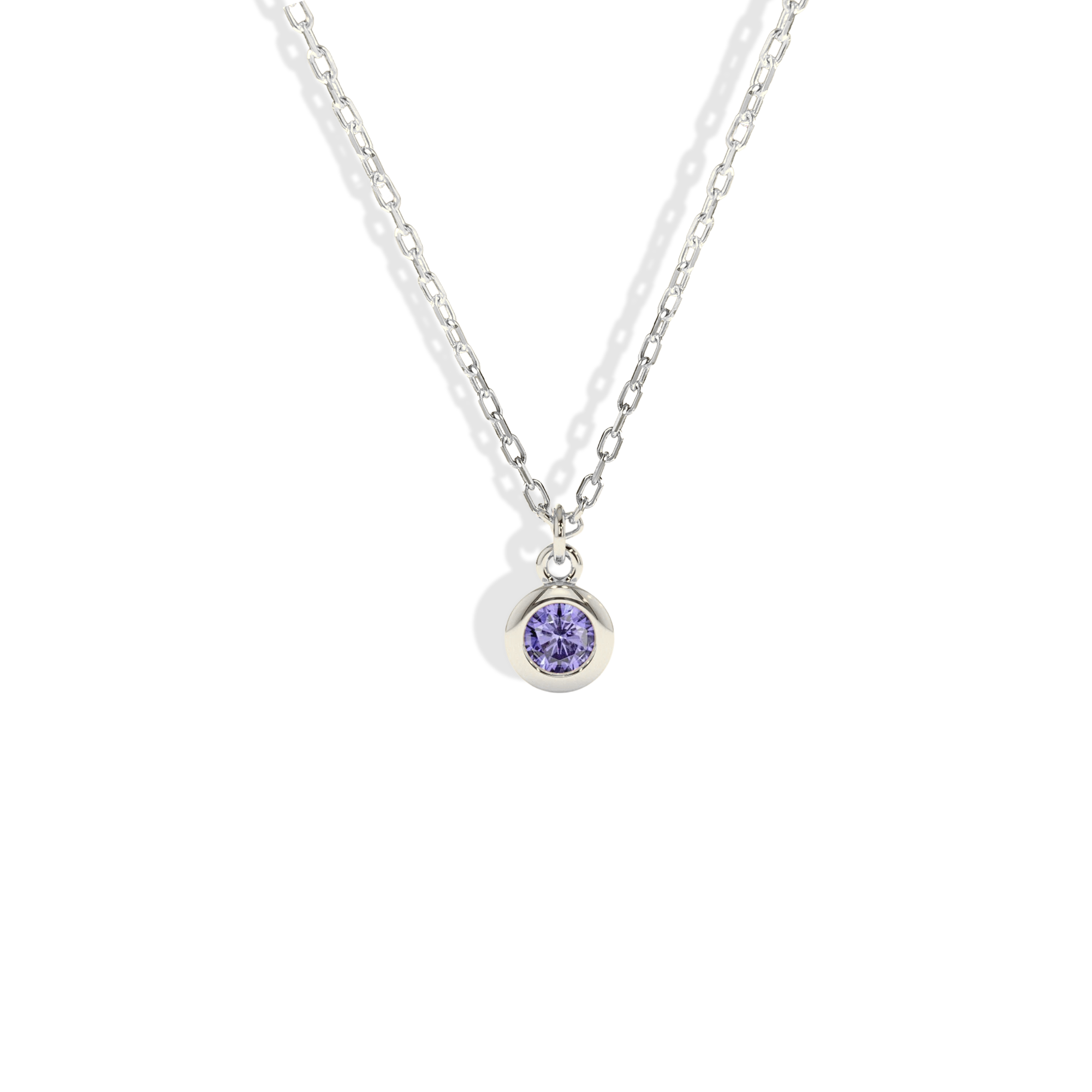 Round Frame Birthstone Gemstone Custom Necklace 14K Gold