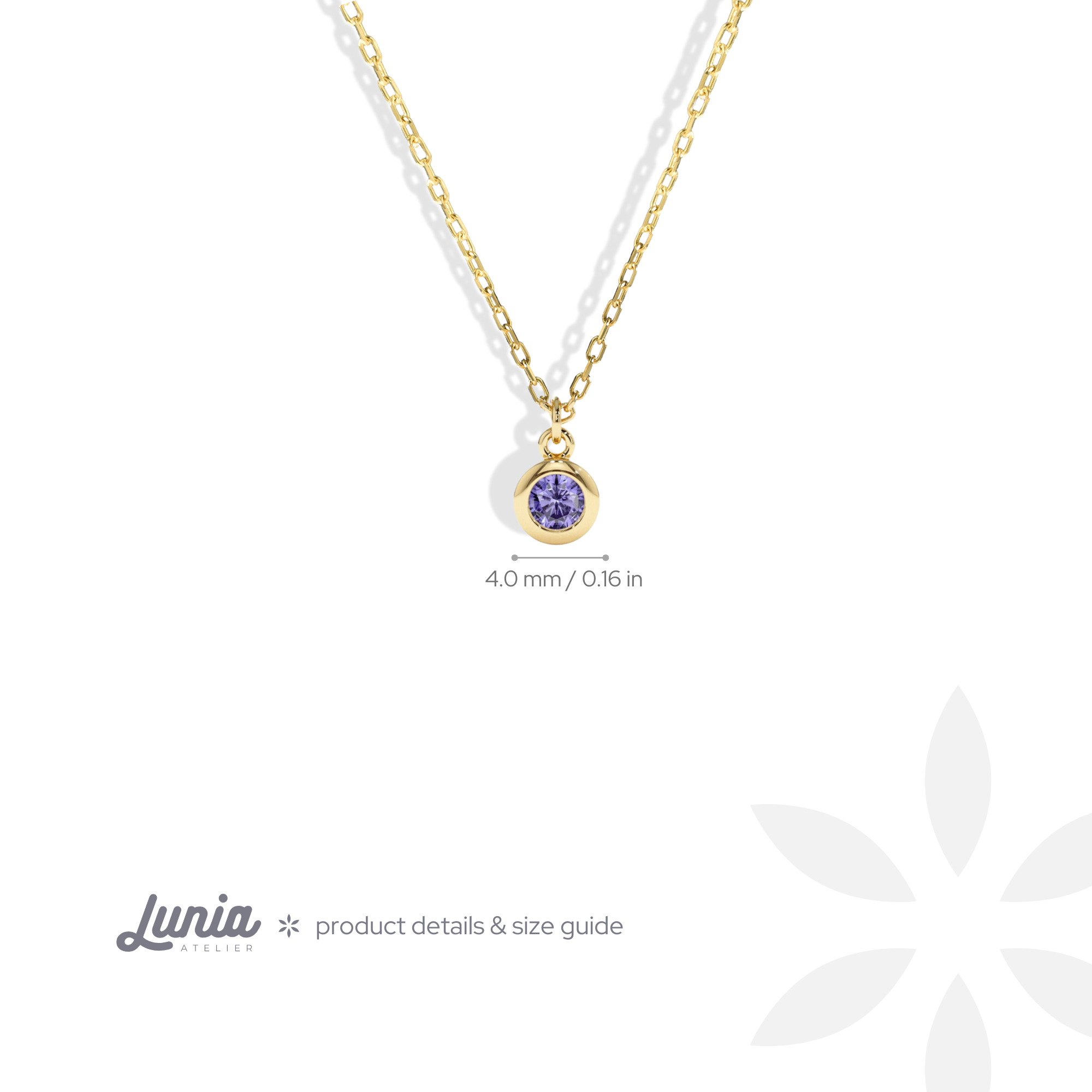 Round Frame Birthstone Gemstone Custom Necklace 14K Gold
