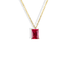 Ruby Rectangle Birthstone Gemstone Necklace 14K Gold