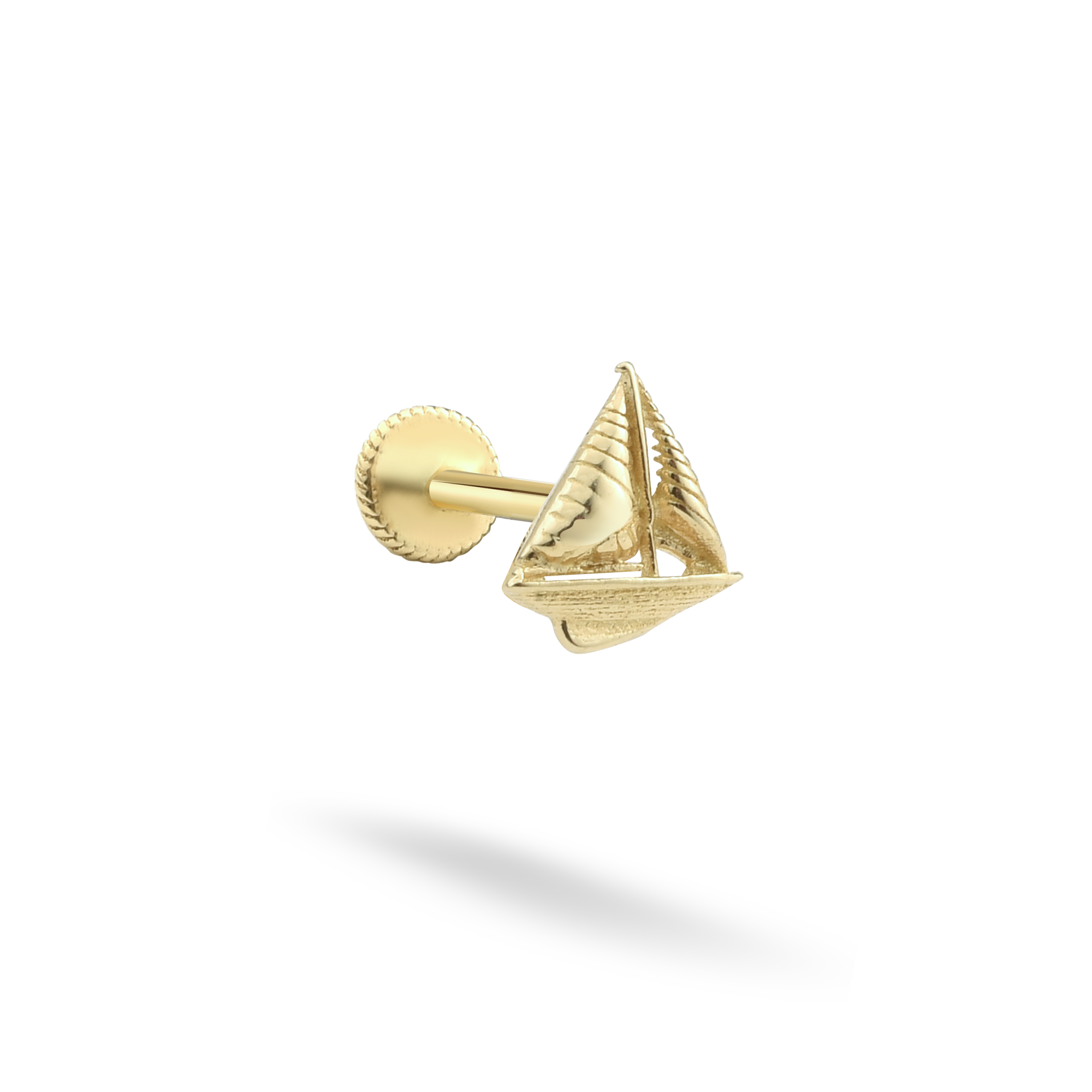 Sailboat Flatback Ear Piercing 14K Gold