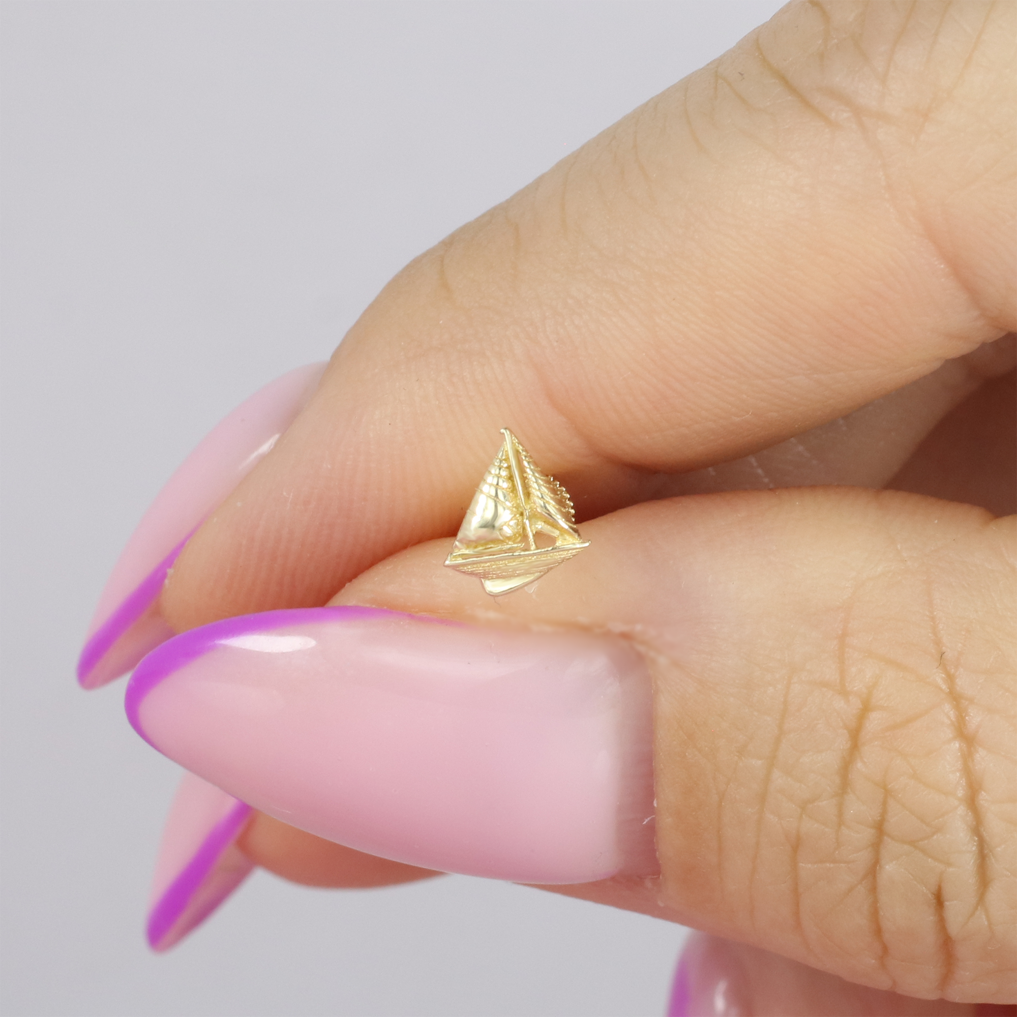 Sailboat Flatback Ear Piercing 14K Gold