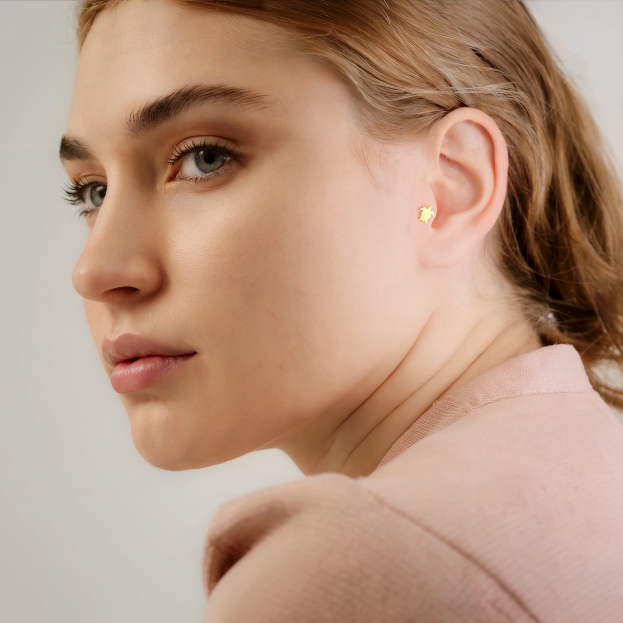 Sea Turtle Flatback Ear Piercing 14K Gold