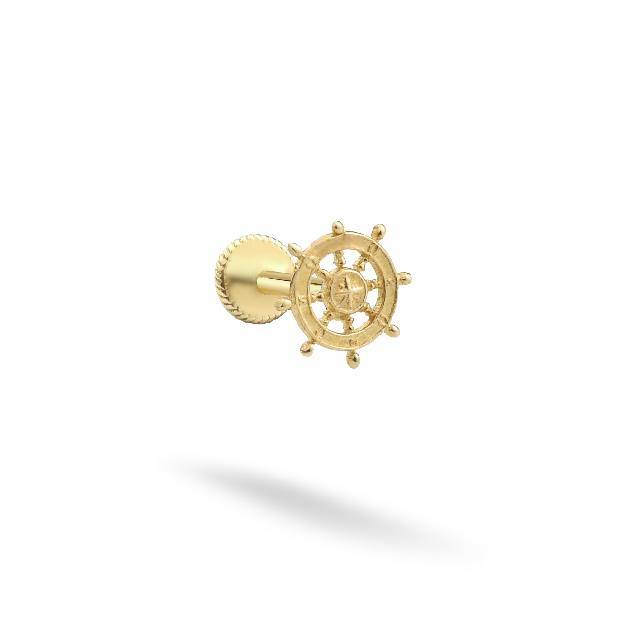 Ship Helm Flatback Ear Piercing 14K Gold