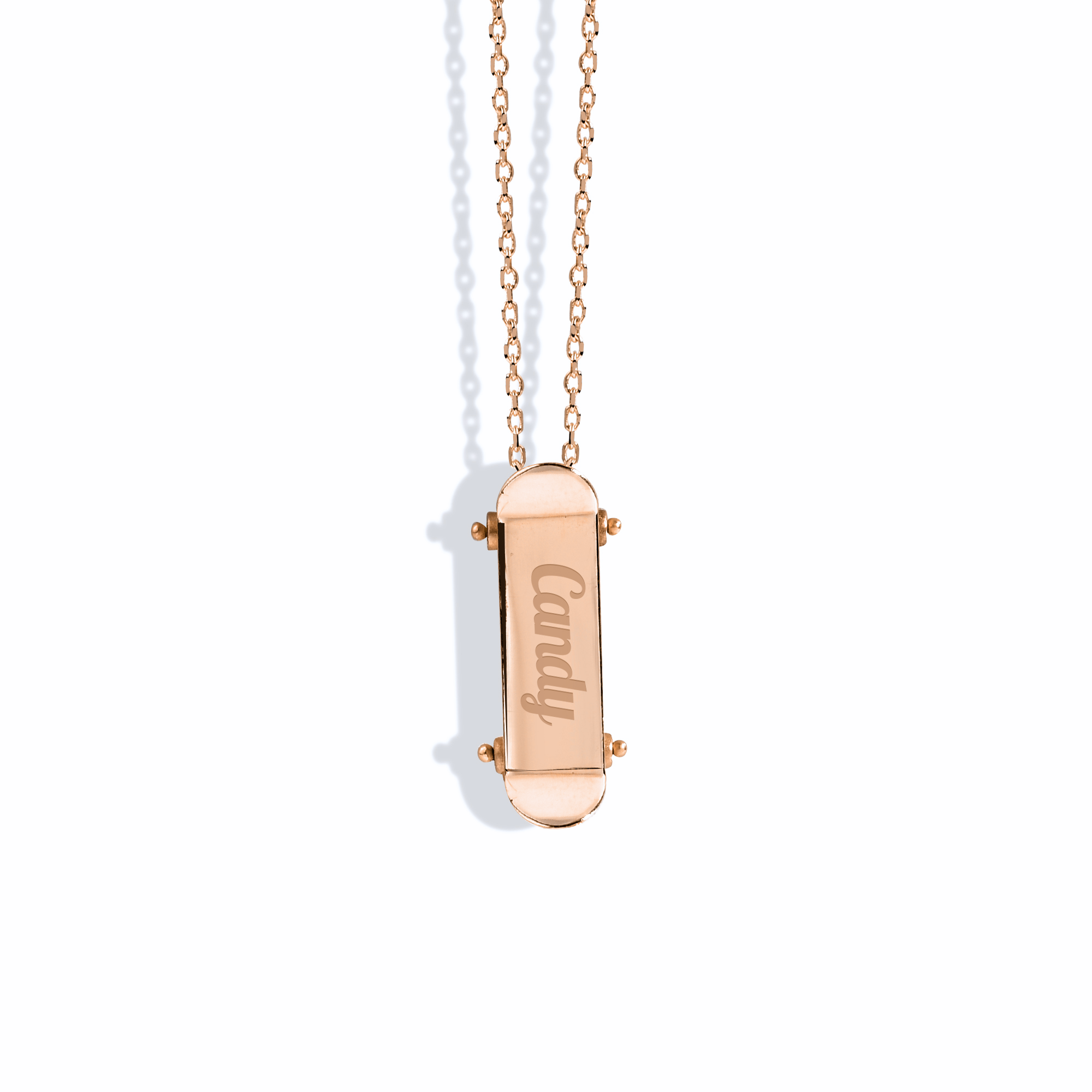 Skateboard Personalized Name Custom Necklace 14K Gold
