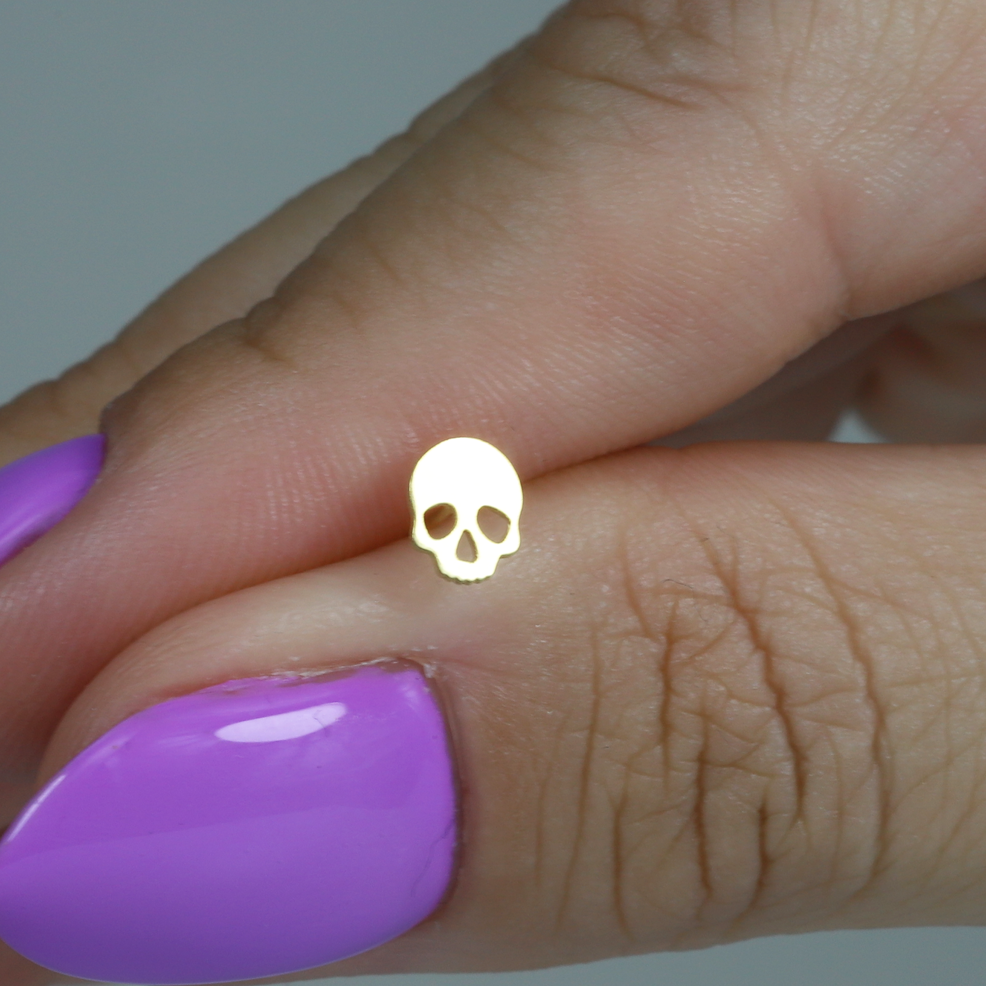 Skull Flatback Ear Piercing 14K Gold