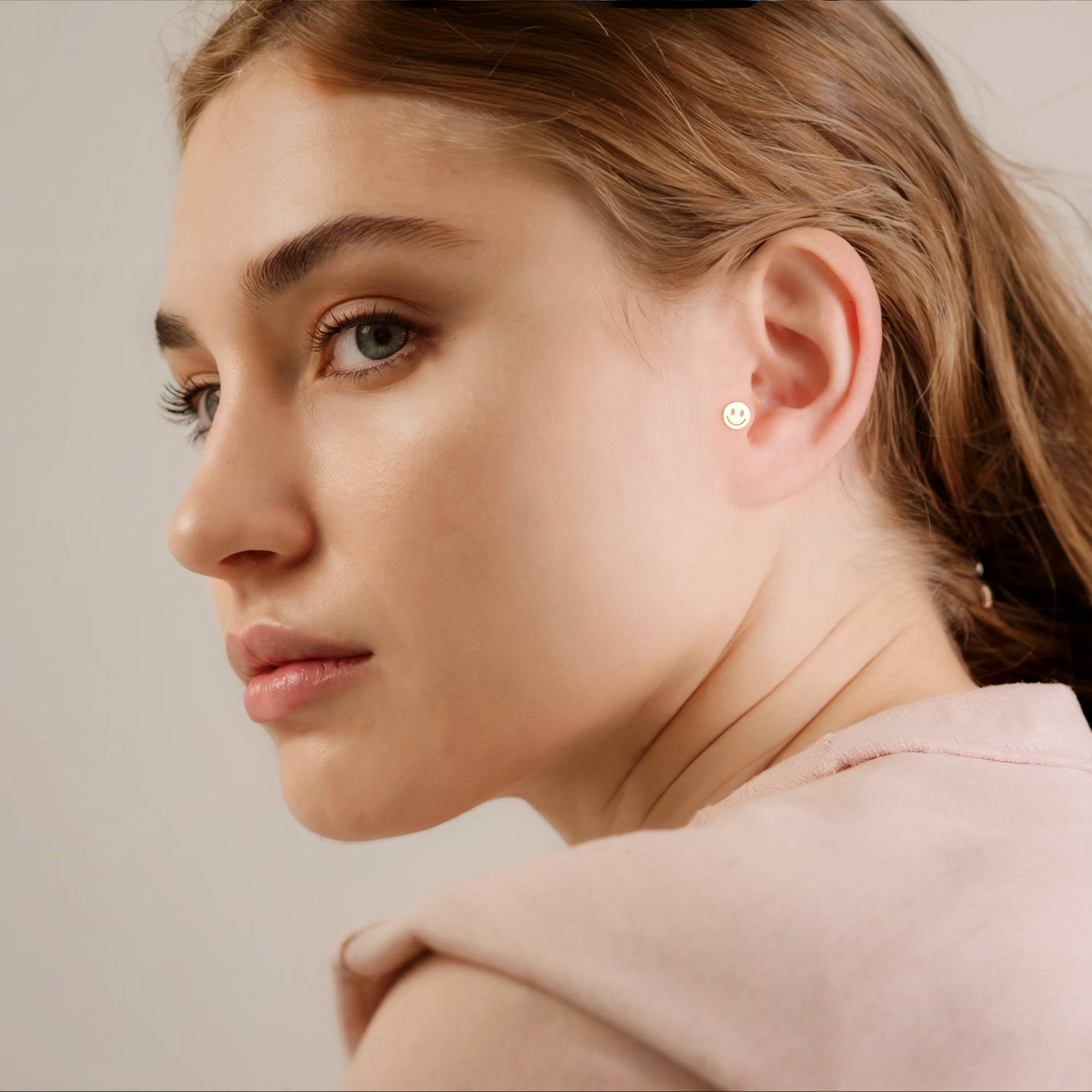Smile Flatback Ear Piercing 14K Gold