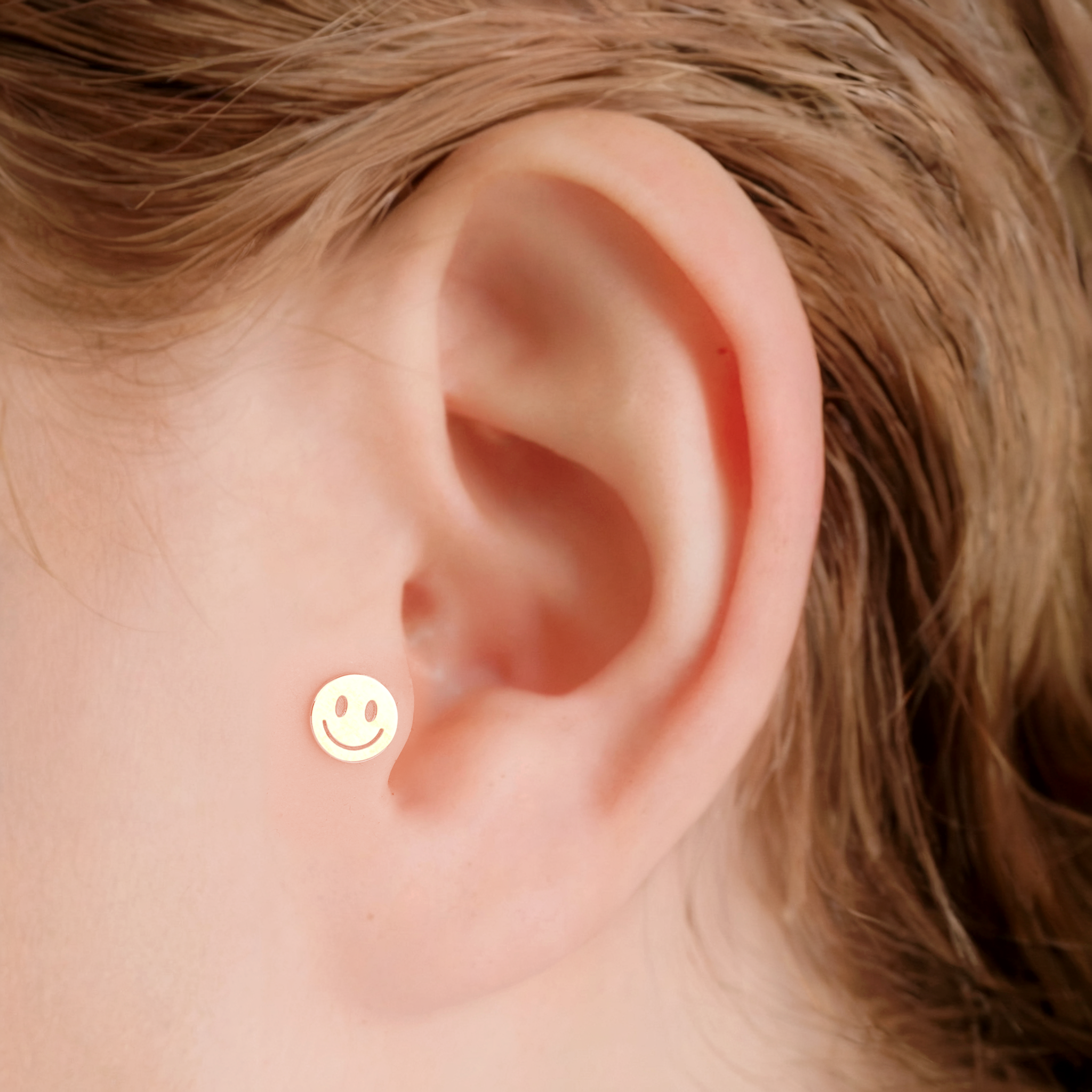 Smile Flatback Ear Piercing 14K Gold