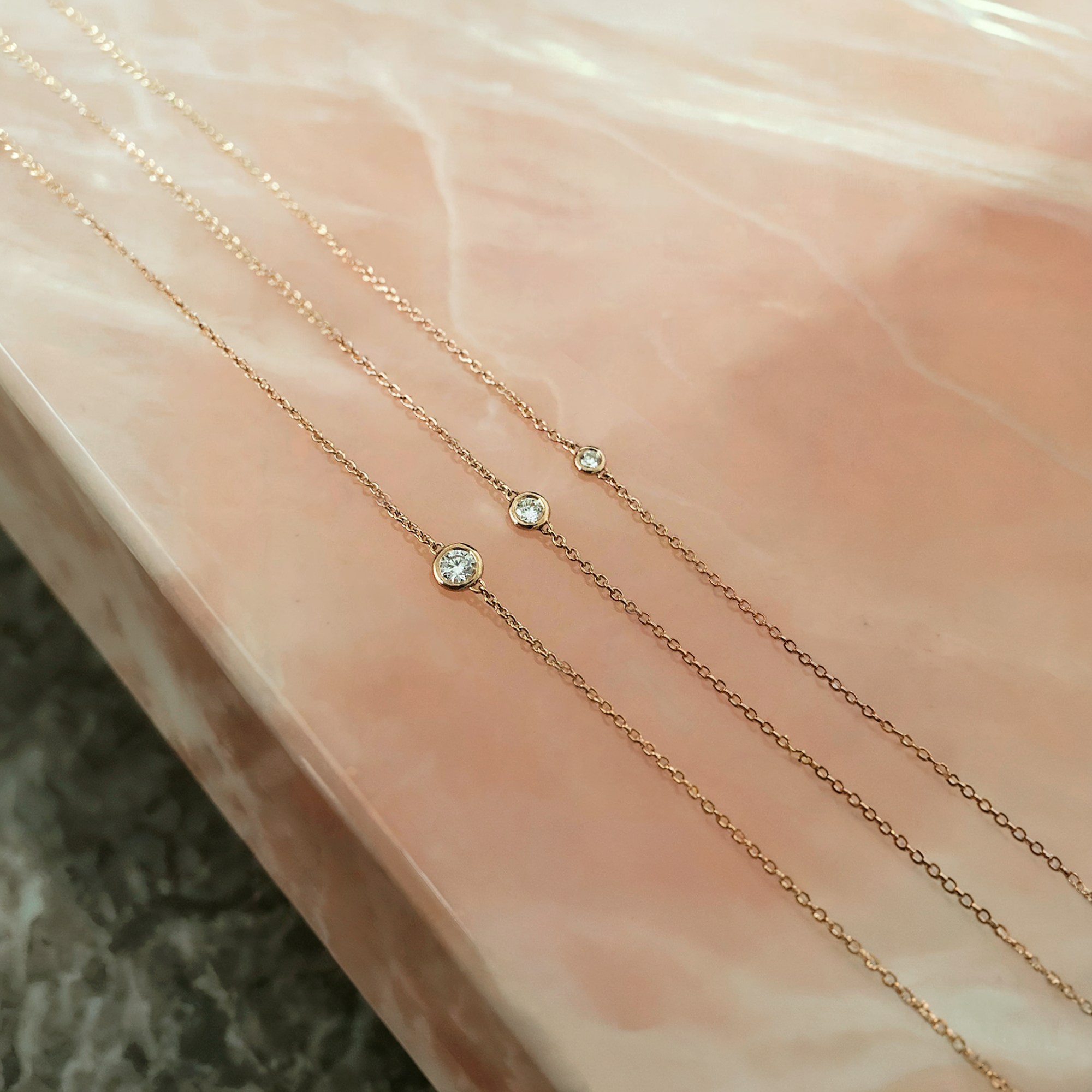 Solitaire Diamond Bracelet 14K Gold