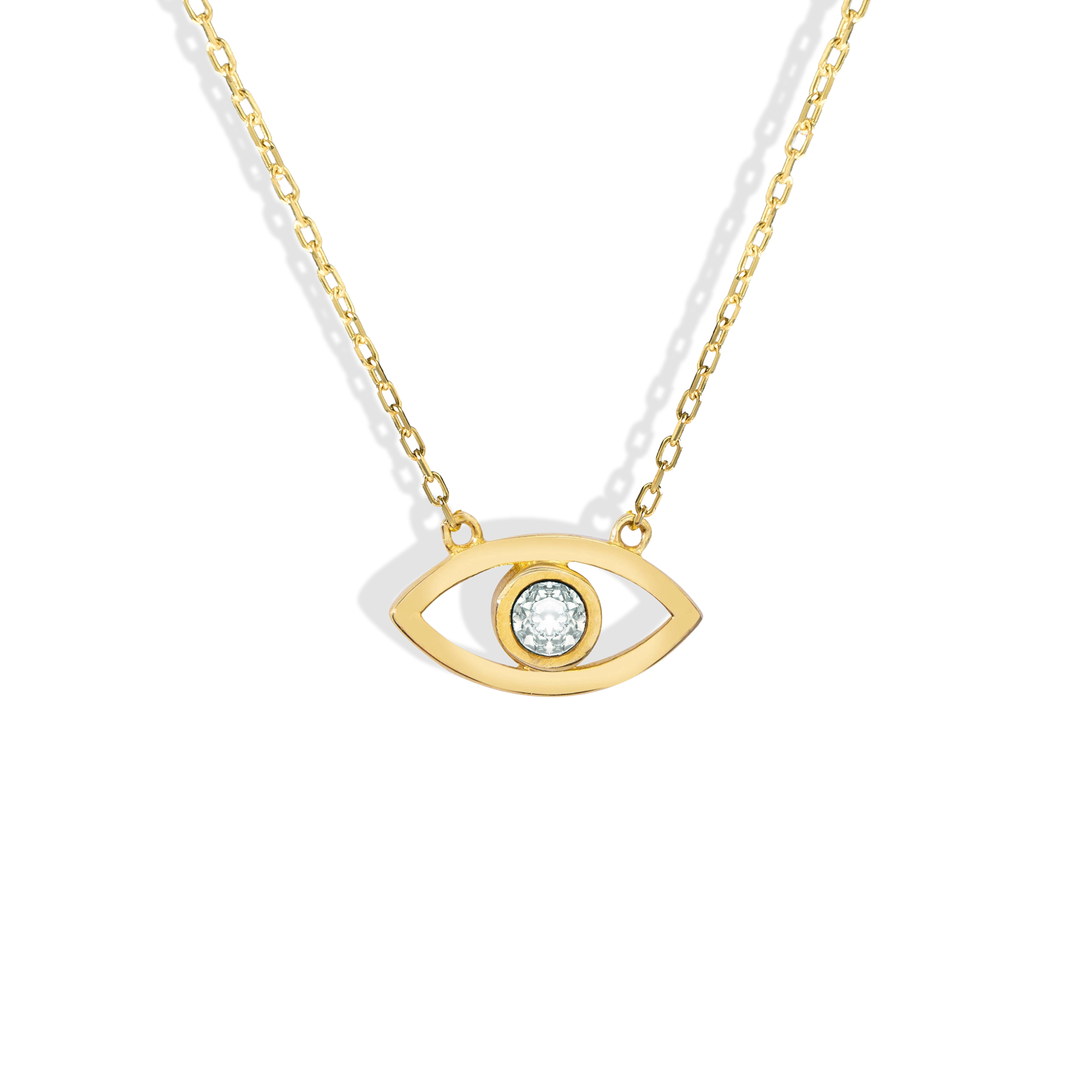 Evil Eye Solitaire Necklace in 14K Gold