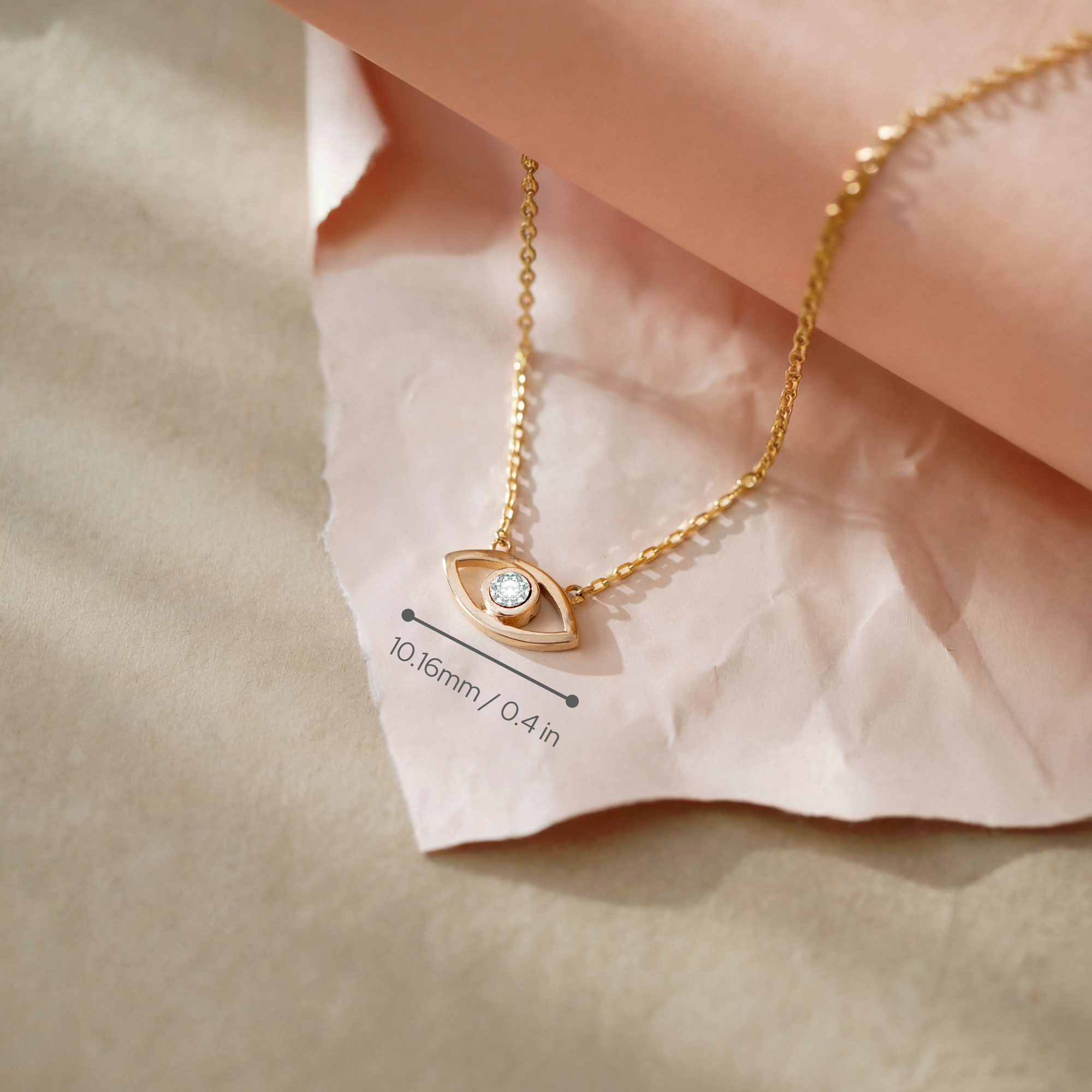 Solitaire Eye Evil Eye Necklace 14K Gold