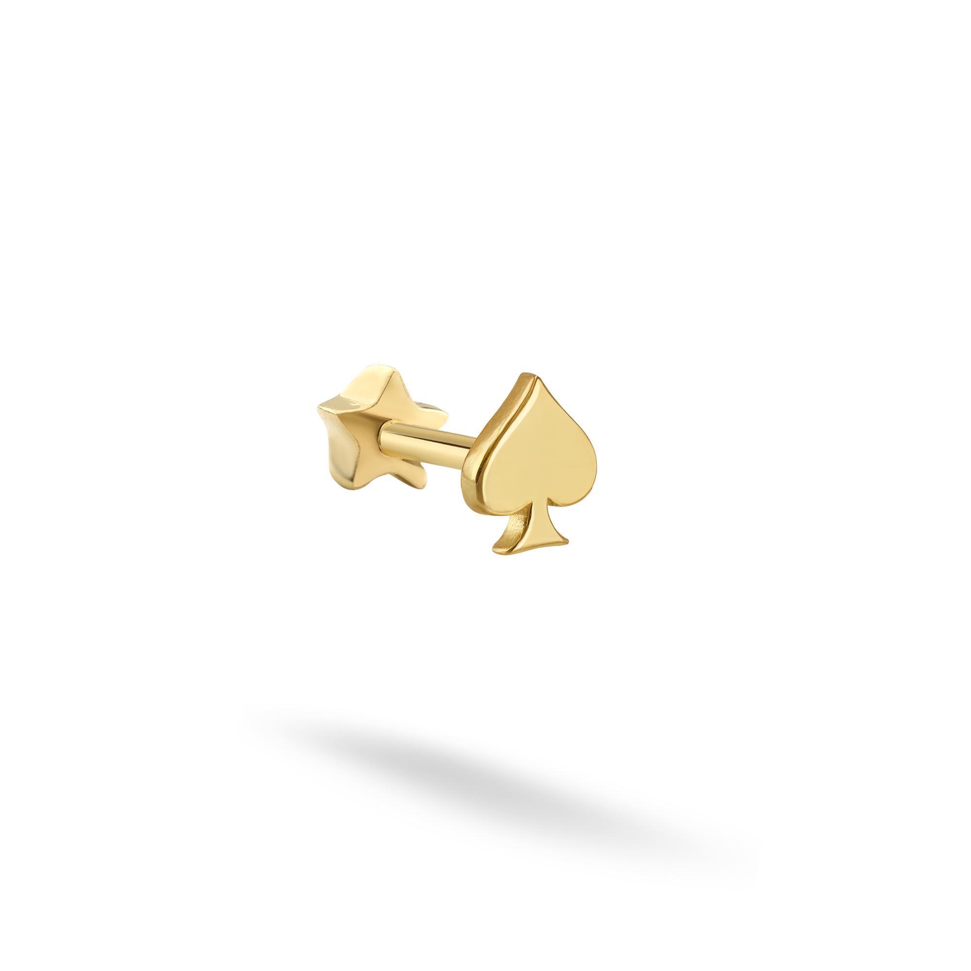 Spades Flatback Ear Piercing 14K Gold