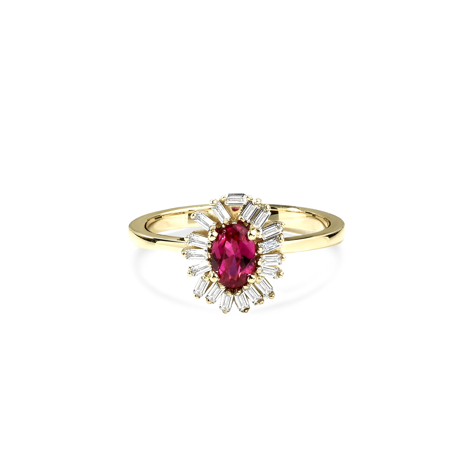 Sparkling Pink Drop Diamond Ring 14K Gold