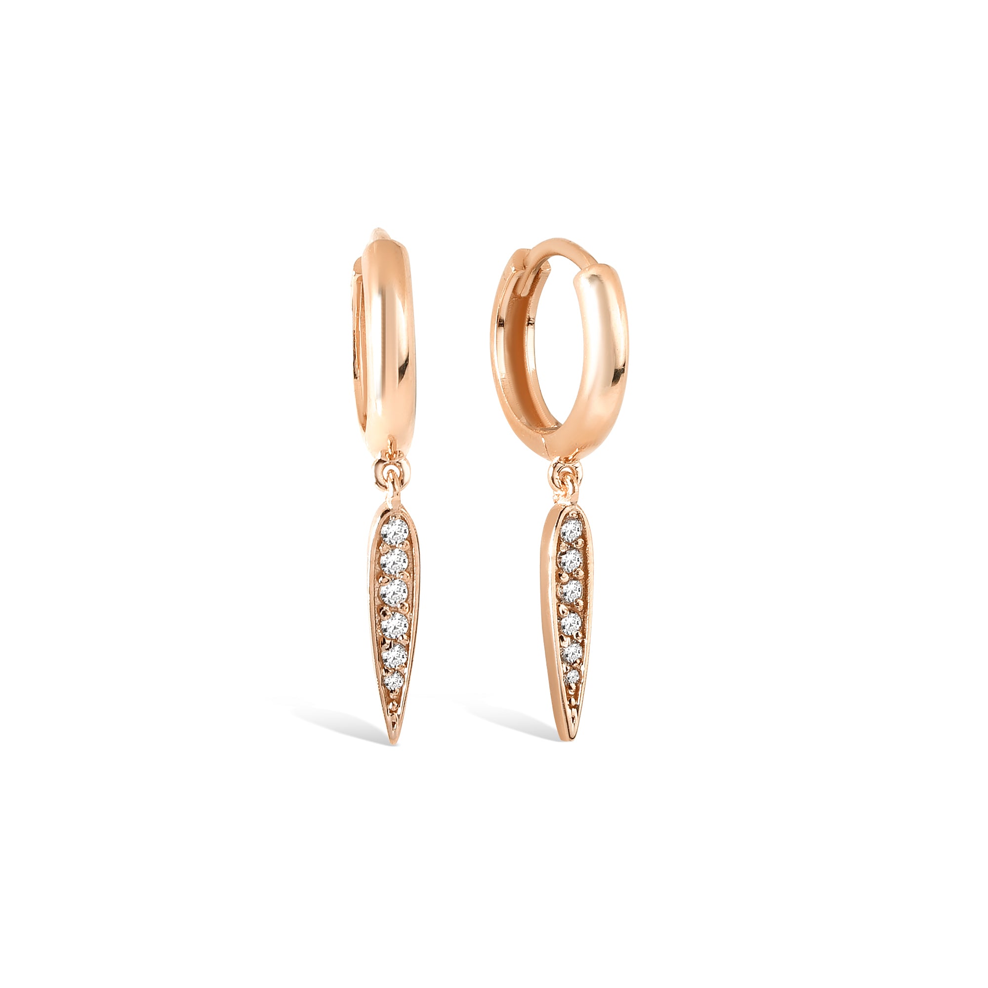 Spike Hinged Dangle Diamond Hoops Earrings 14K Gold