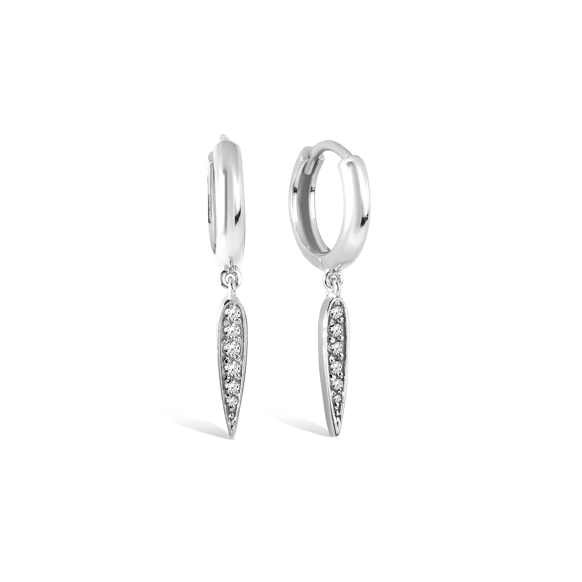 Spike Hinged Dangle Diamond Hoops Earrings 14K Gold