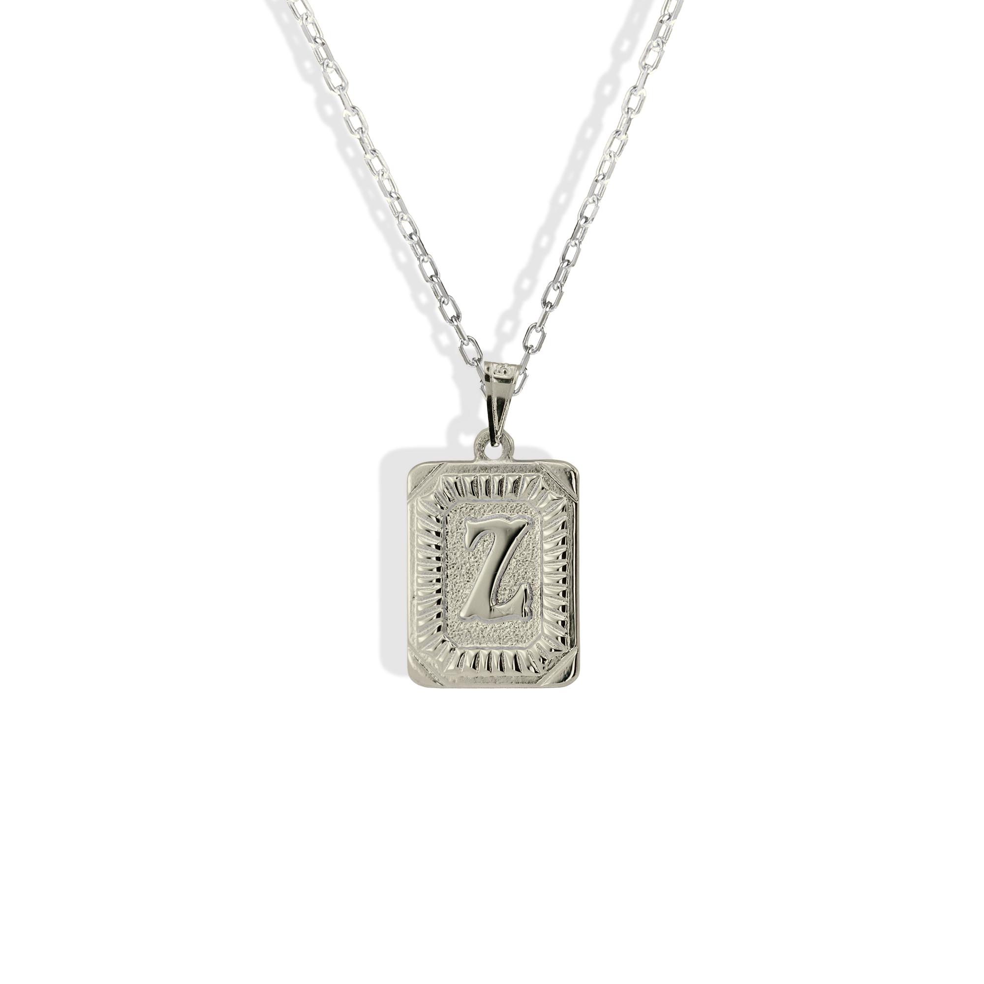 Square Block Letter Initial Custom Necklace 14K Gold