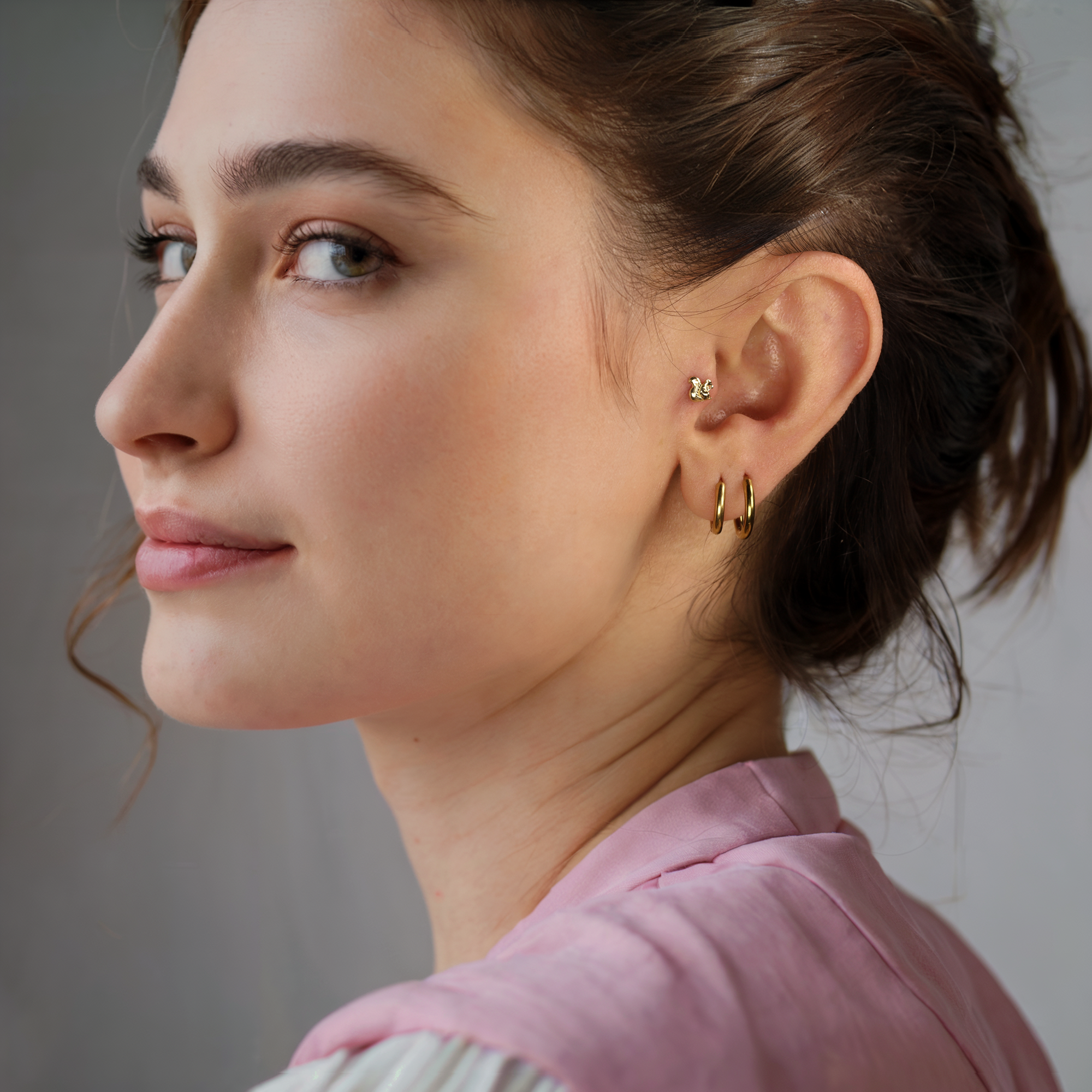 Squirrel Flatback Ear Piercing 14K Gold