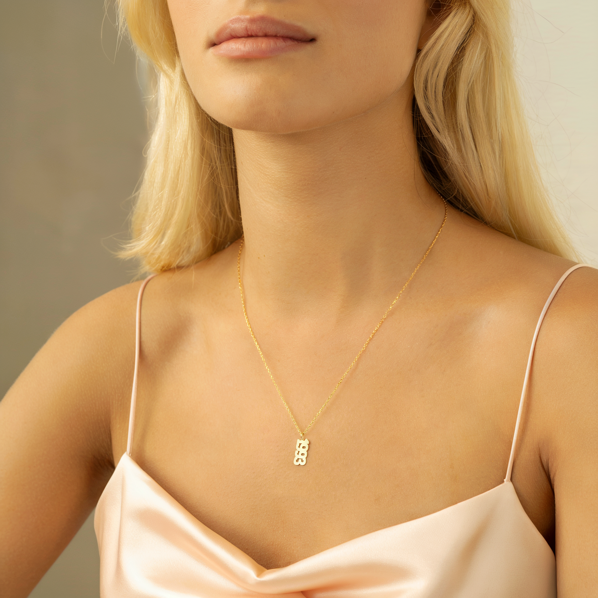 Stacked Year Custom Personalized Date Necklace 14K Gold