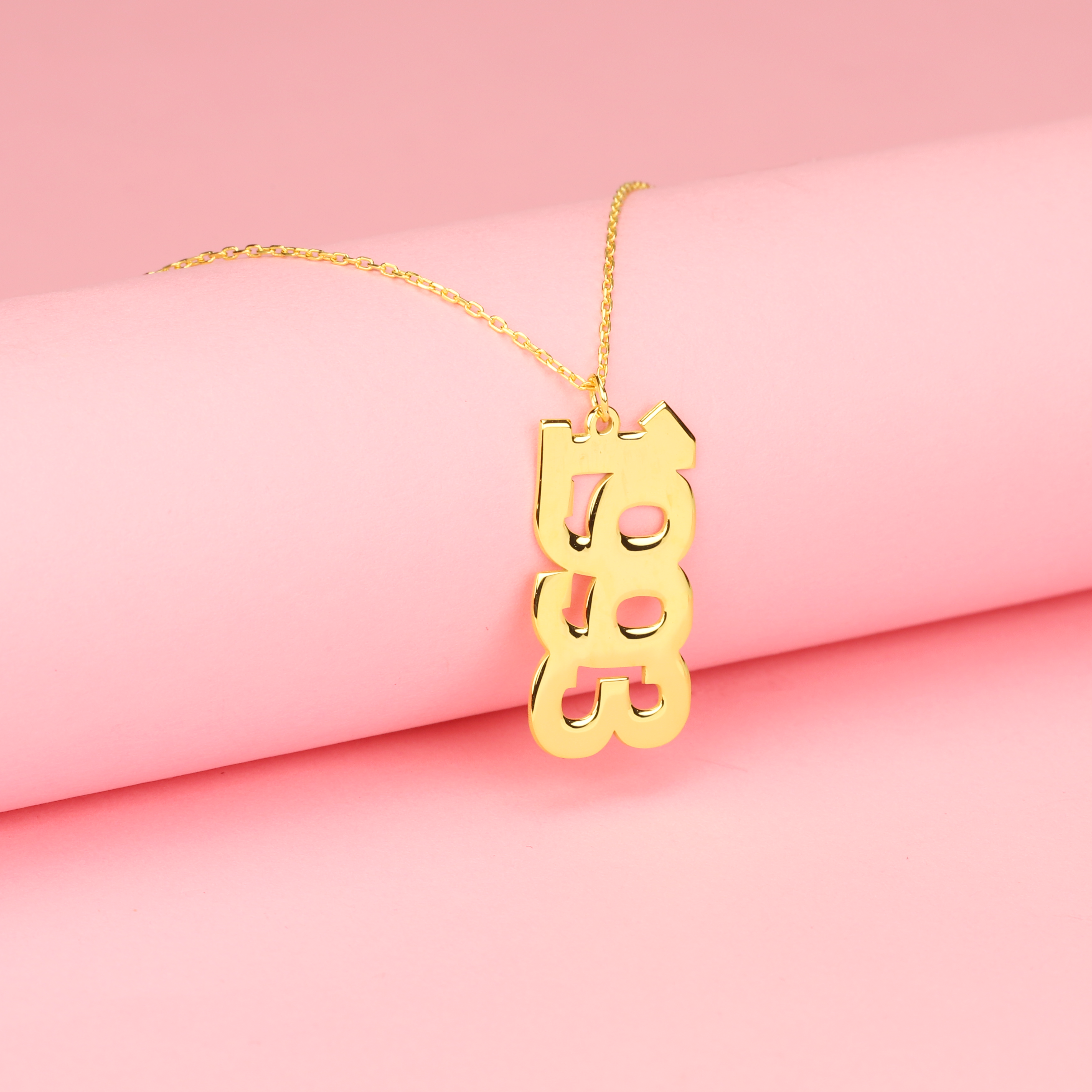 Stacked Year Custom Personalized Date Necklace 14K Gold