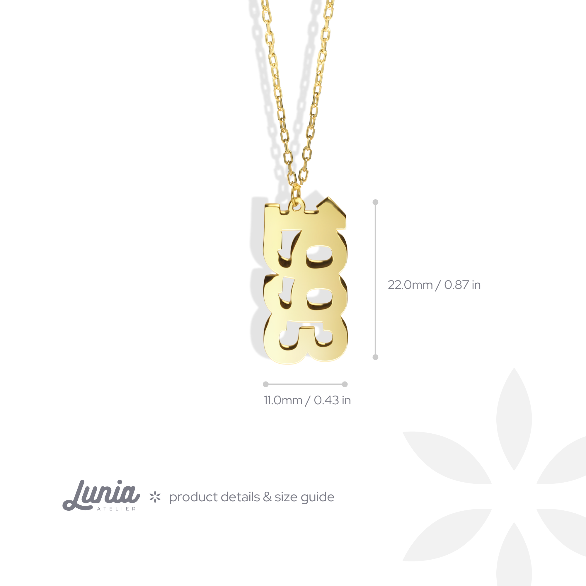 Stacked Year Custom Personalized Date Necklace 14K Gold