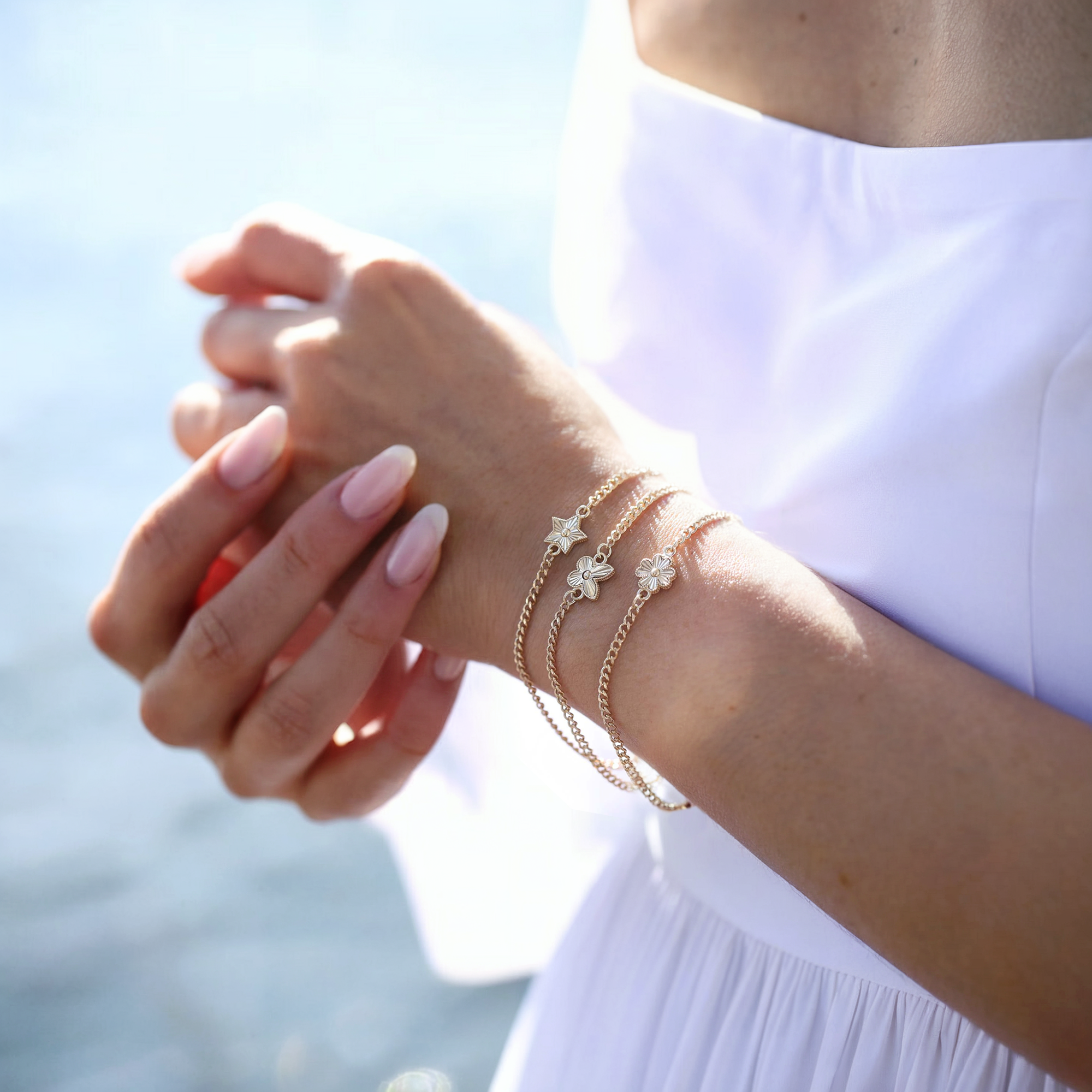 Star Butterfly Clover Bracelet 14K Gold