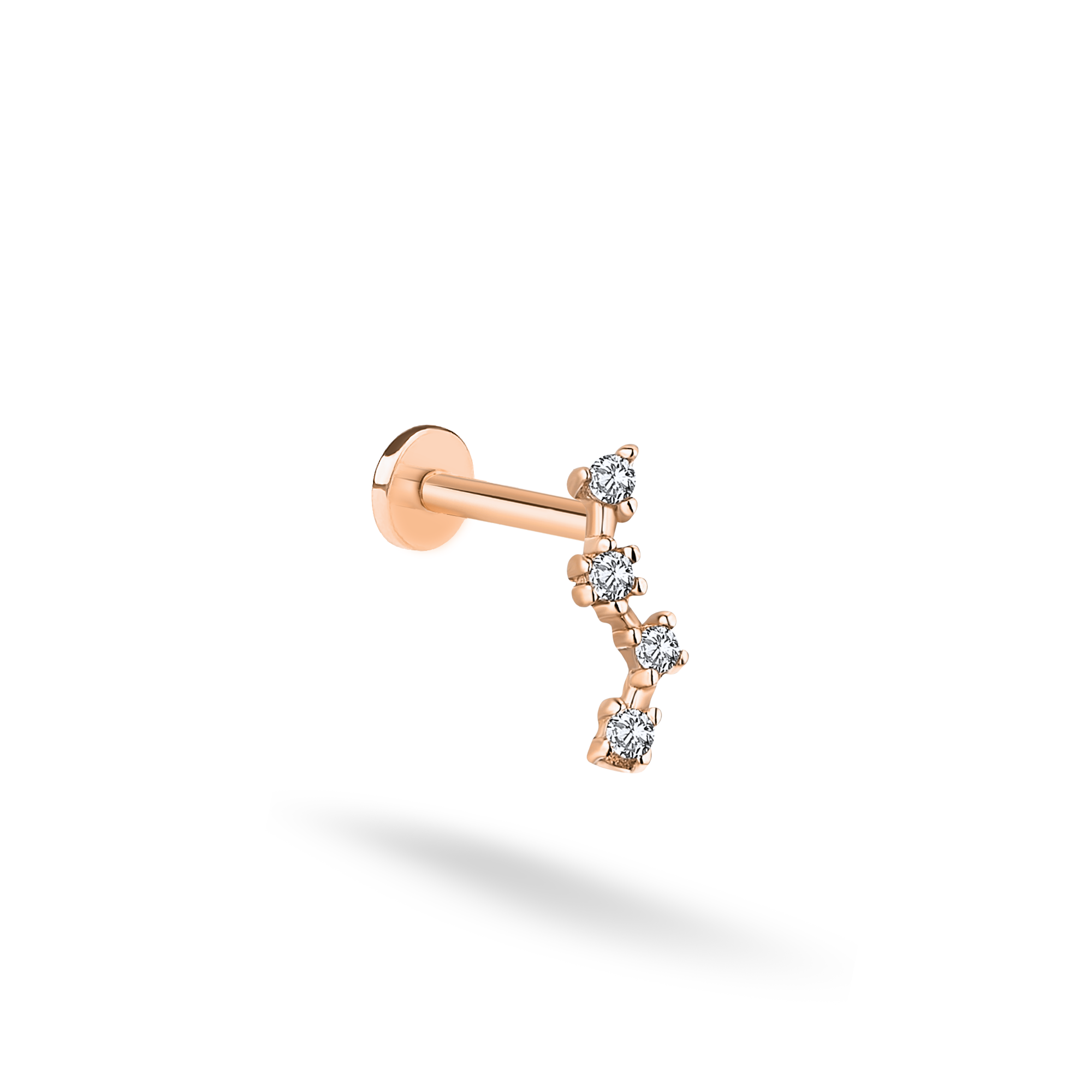 Star Team Flatback Ear Piercing 14K Gold with CZ Stone