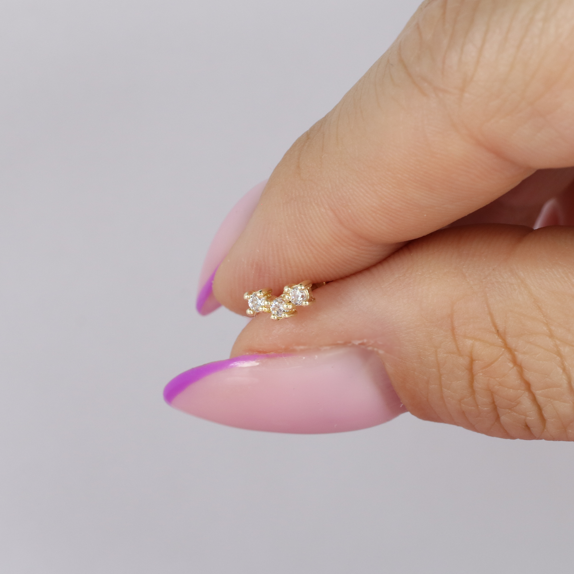 Stellar Line Flatback Ear Piercing 14K Gold with CZ Stone