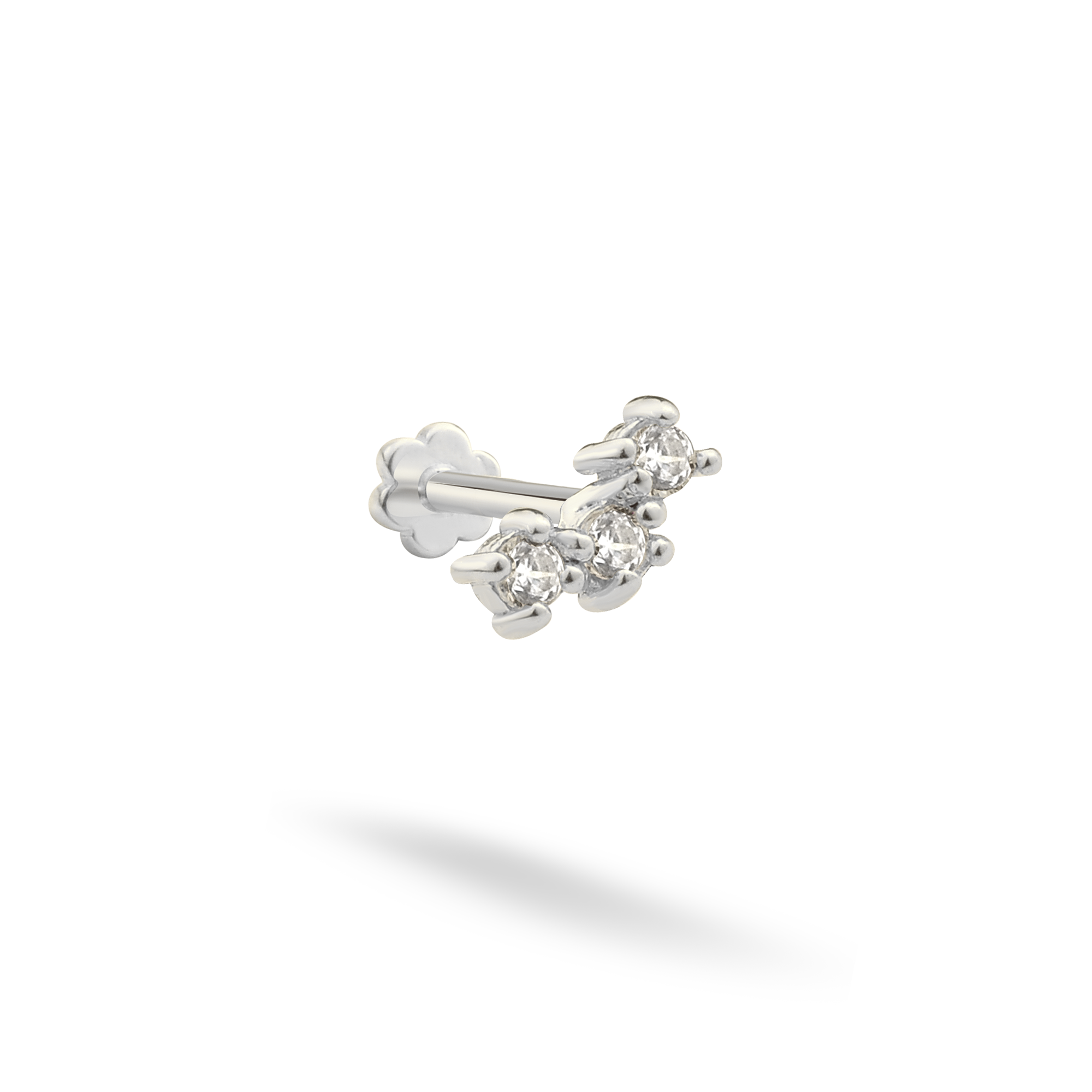 Stellar Line Flatback Ear Piercing 14K Gold with CZ Stone