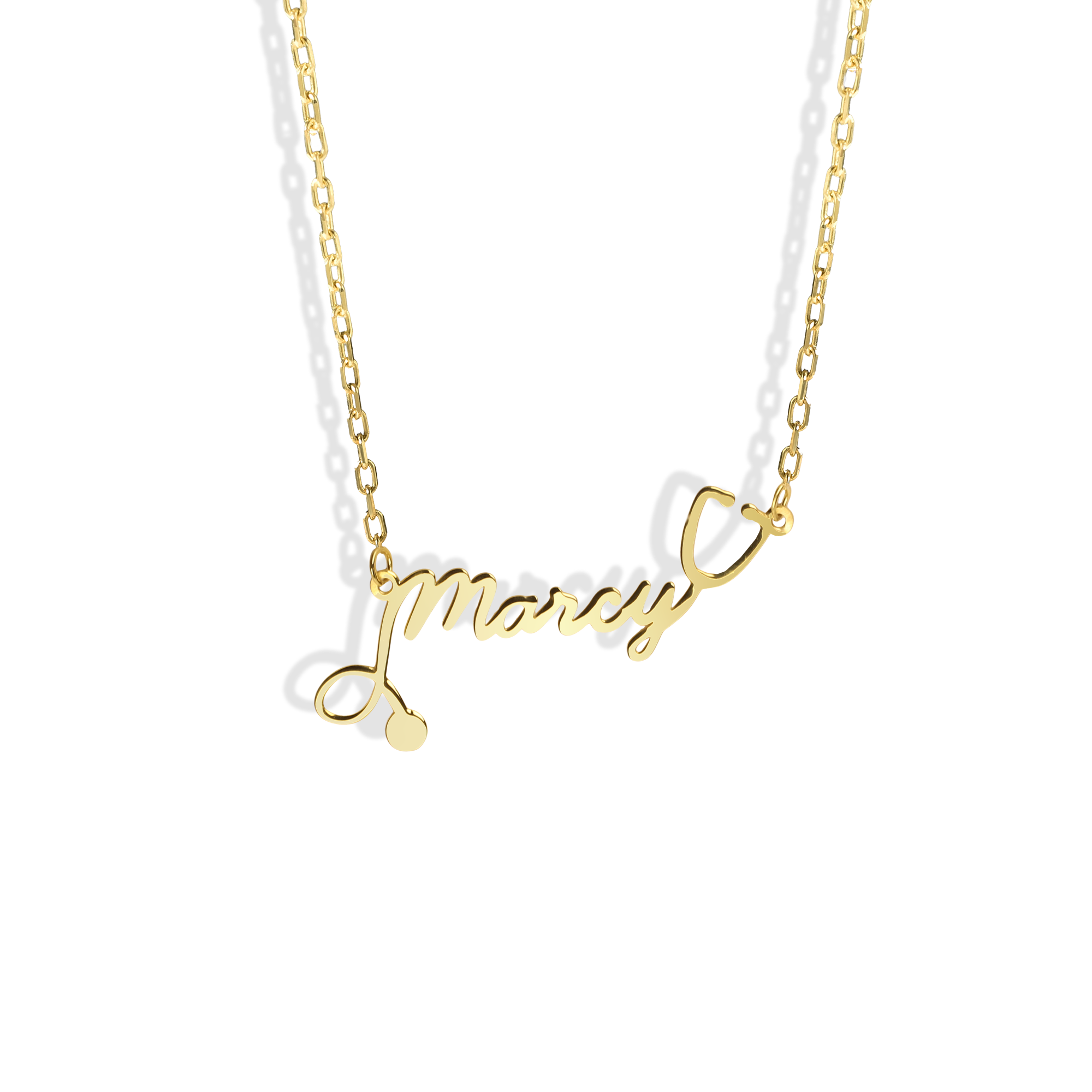 Stethoscope Personalized Name Custom Doctor Necklace 14K Gold