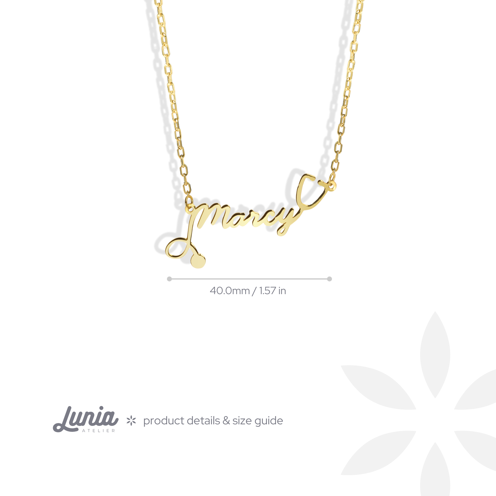 Stethoscope Personalized Name Custom Doctor Necklace 14K Gold
