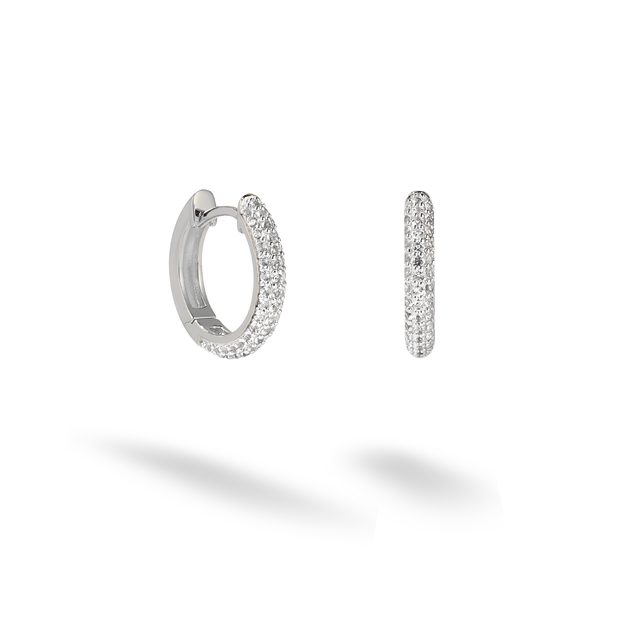 Stone Coated Diamond Hoops Earrings 14K Gold