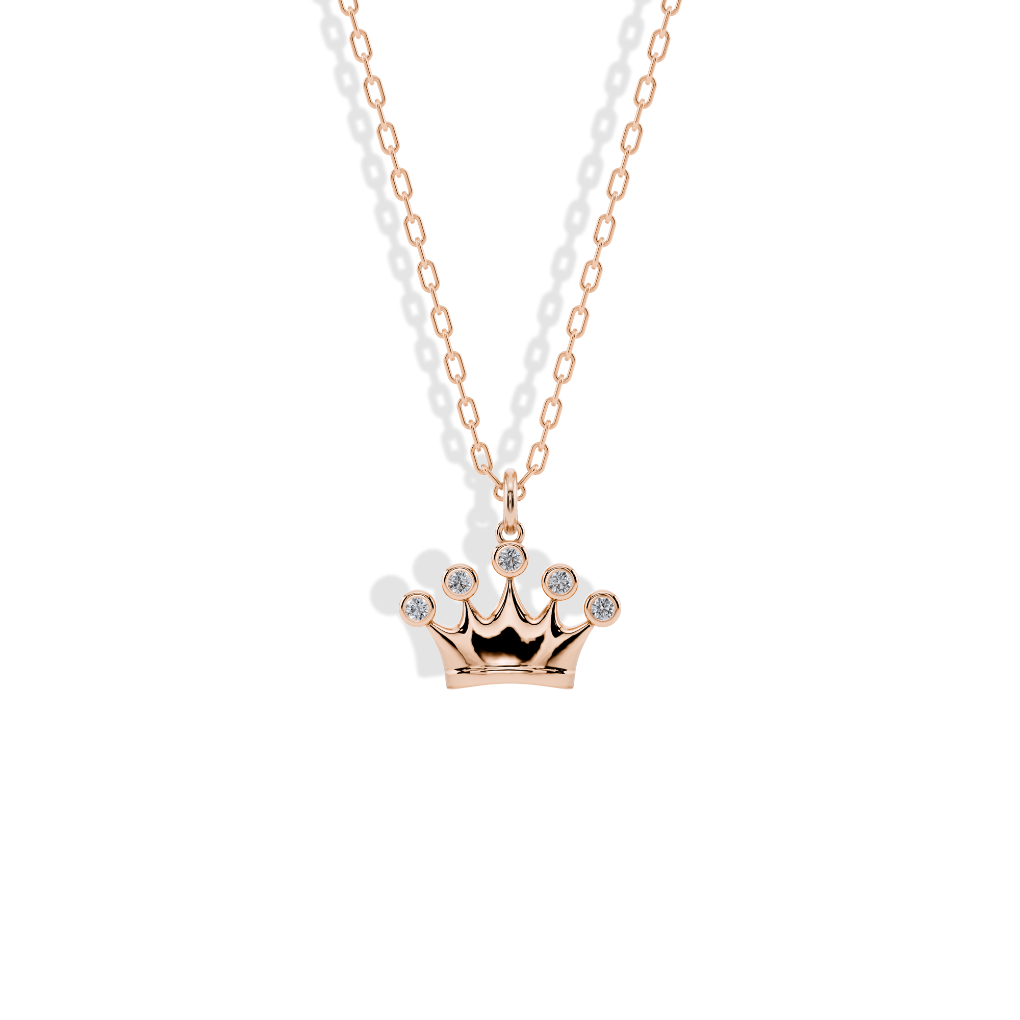 Stone Crown Pendant Diamond Necklace 14K Gold / Silver